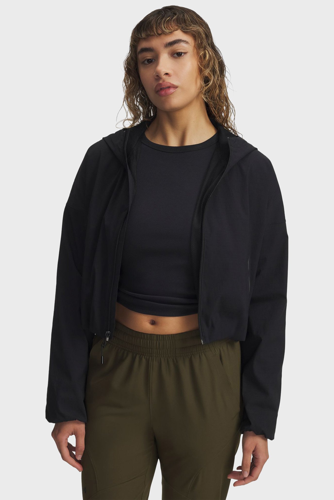 Женское черное худи Unstoppable Woven Rstop LS Черный M Under Armour 6005967-003 Женское черное худи Unstoppable Woven Rstop LS Черный M Under Armour 6005967-003