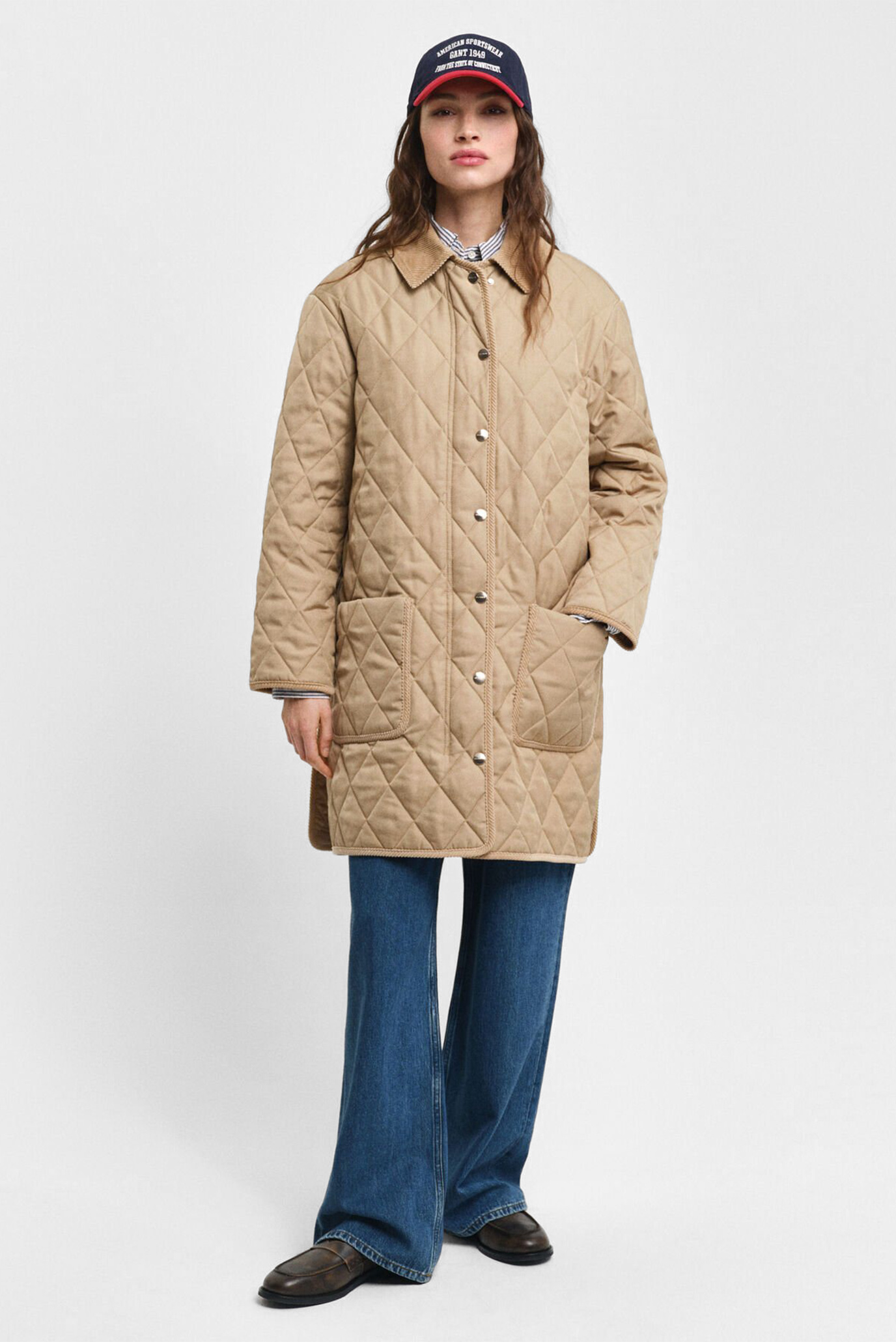 Женская бежевая куртка QUILTED CORD DETAILED COAT 1