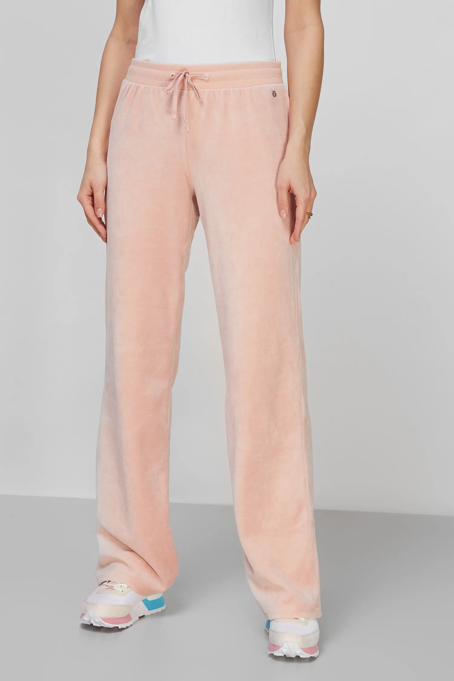 Женские персиковые велюровые спортивные брюки 3