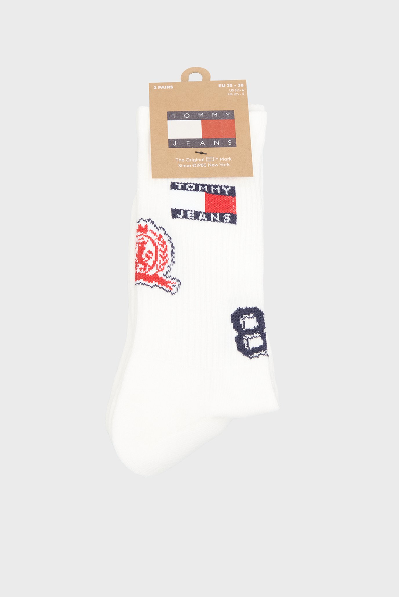 Белые носки (2 пары) PATCH Белый 39-42 Tommy Jeans 701236470 Белые носки (2 пары) PATCH Белый 39-42 Tommy Jeans 701236470