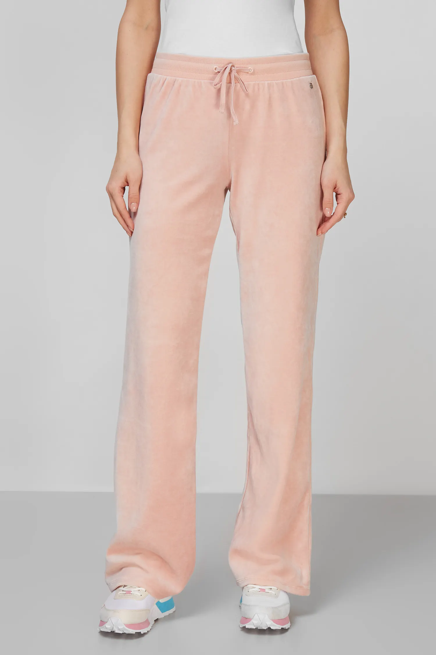 Женские персиковые велюровые спортивные брюки 1