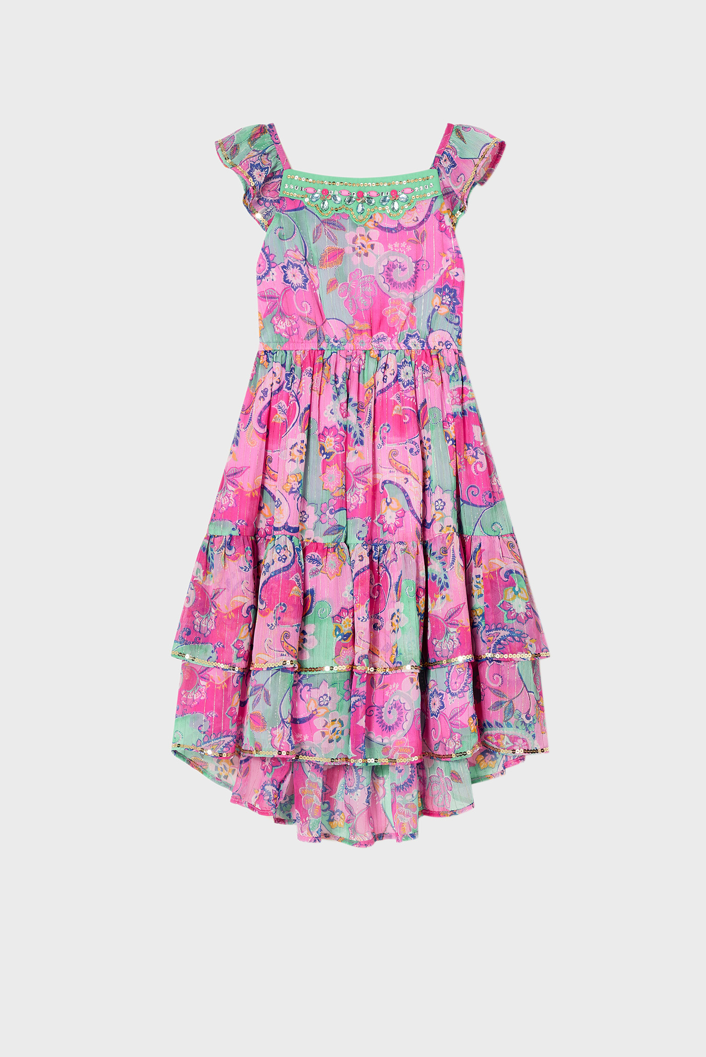 Детское розовое платье с принтом Paisley Printed Maxi 1