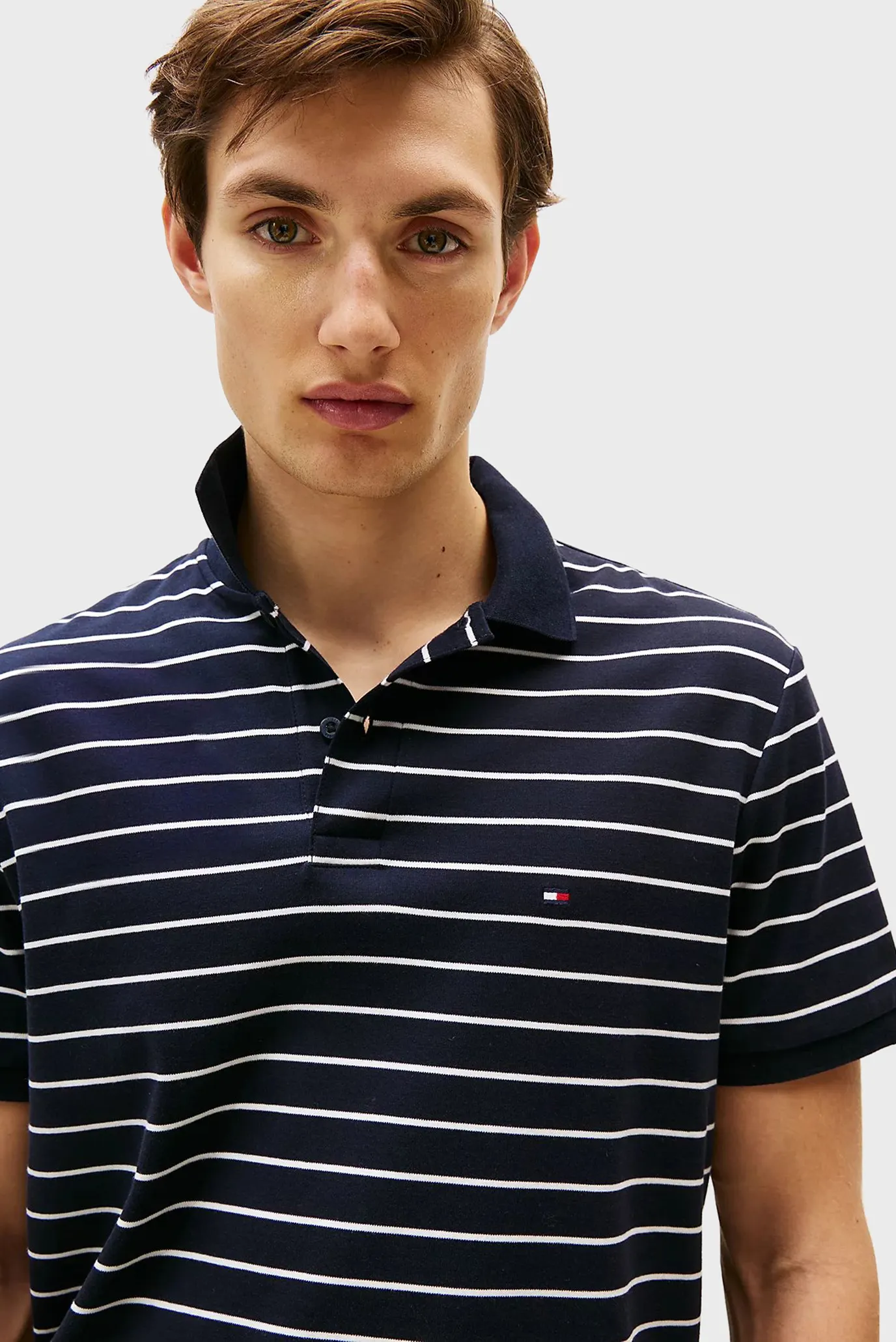 Чоловіче темно-синє поло у смужку LIQUID COTTON REG 4