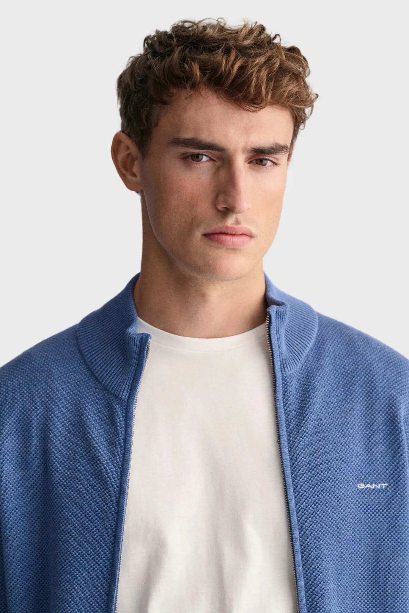 Мужской синий кардиган COTTON PIQUE ZIP 4