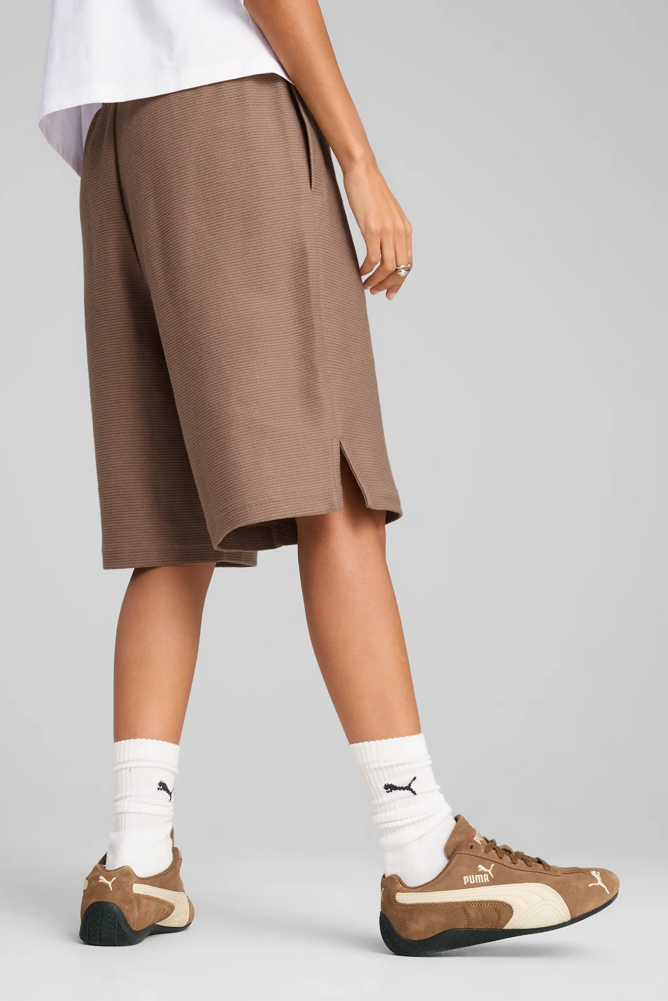 Коричневі шорти PREMIUM ESS Jacquard Long Line Relaxed Shorts 11