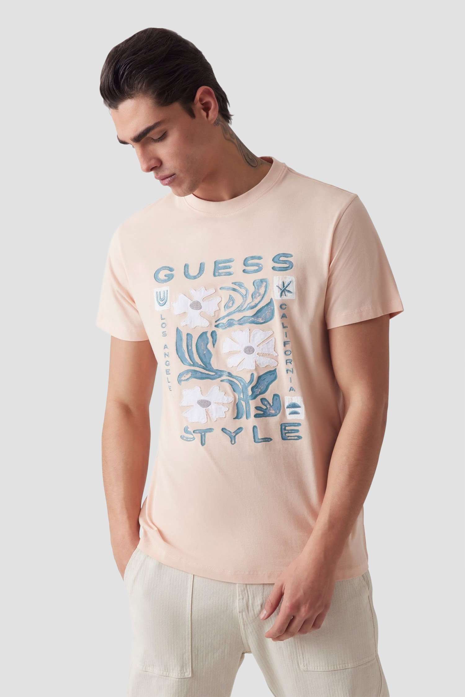 Мужская бежевая футболка Бежевый XXL Guess M5GI05.I3Z14;G1K2 Мужская бежевая футболка Бежевый XXL Guess M5GI05.I3Z14;G1K2