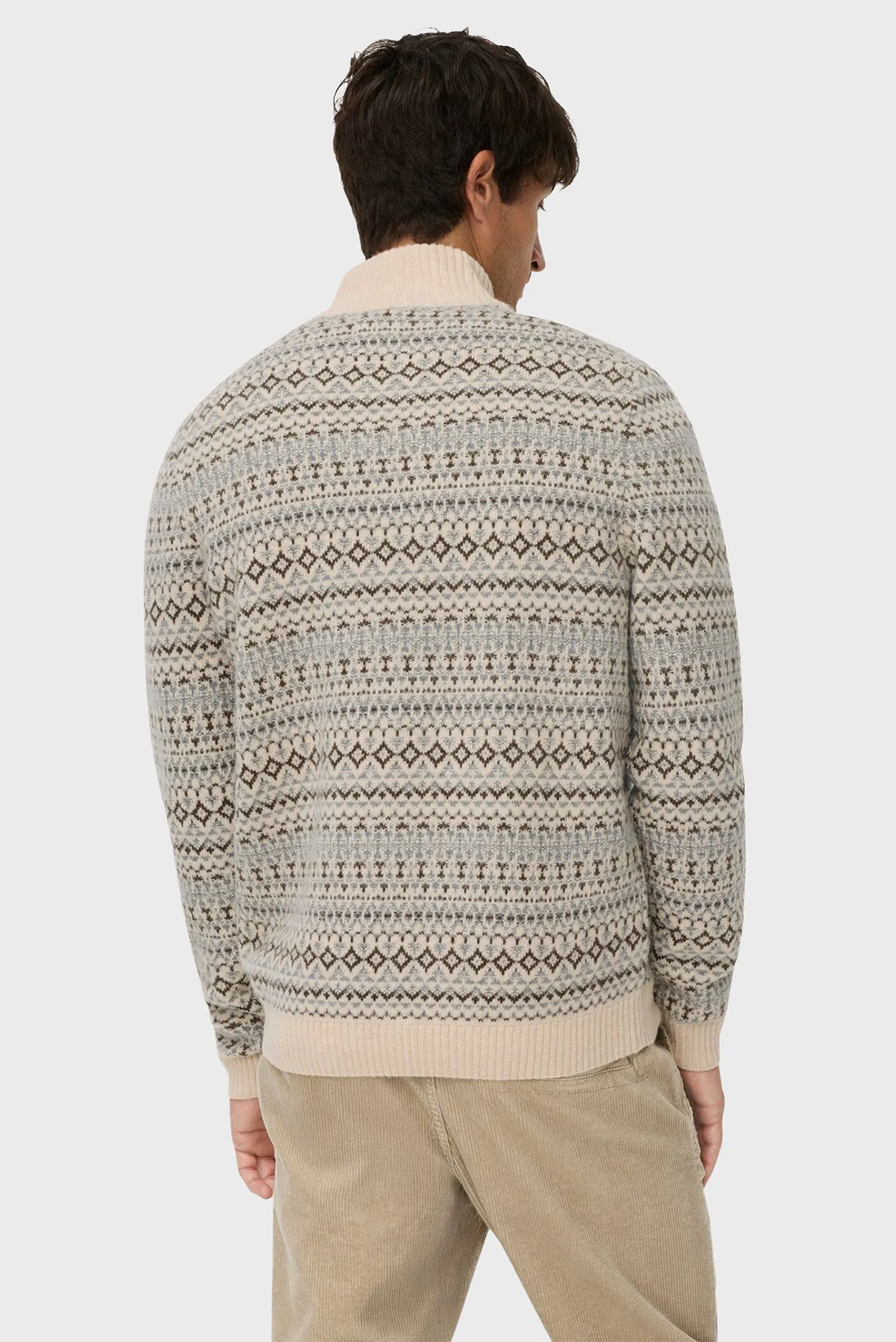Мужская белая шерстяная кофта с узором 4