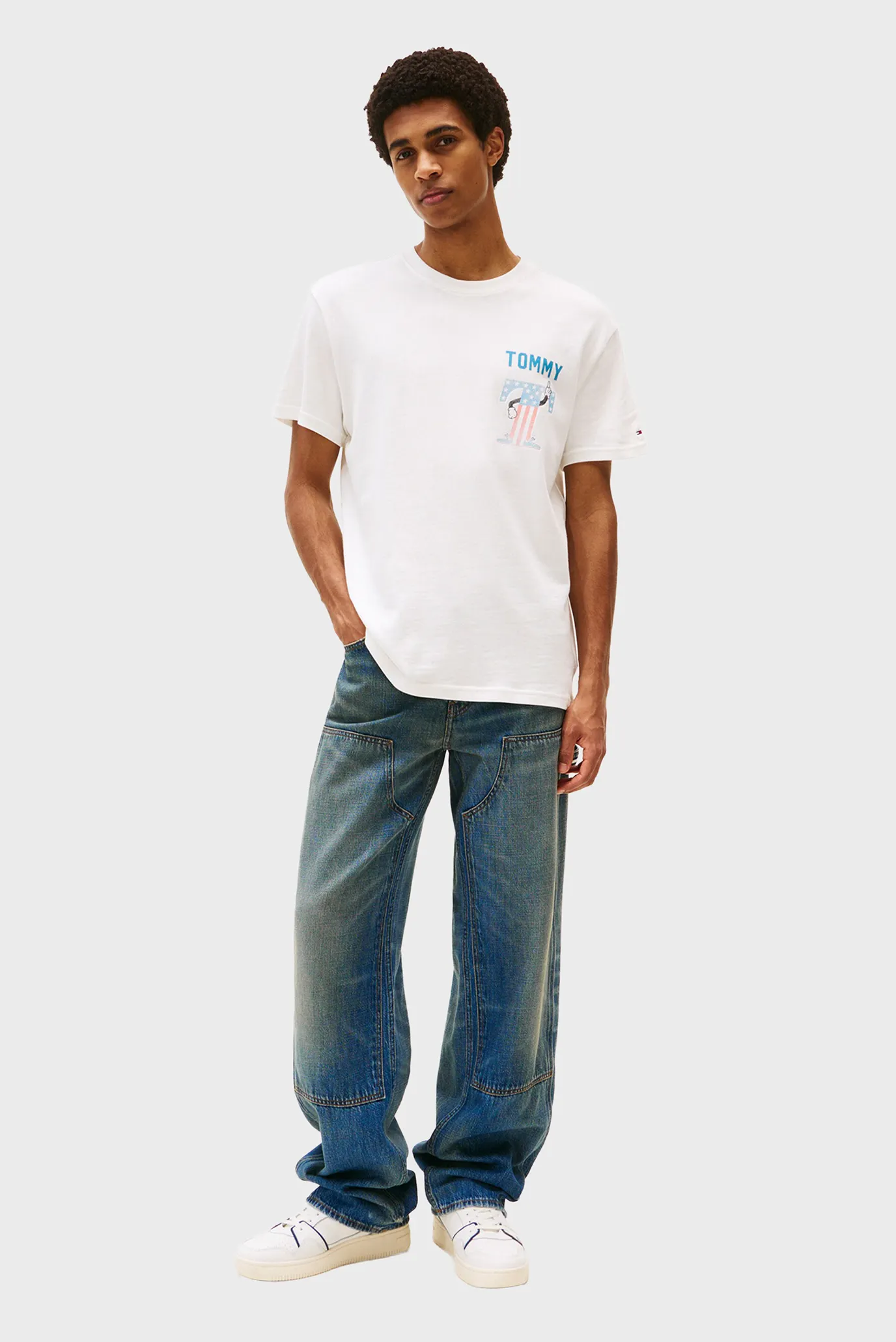 Мужская белая футболка REG USA SCRIPT 3