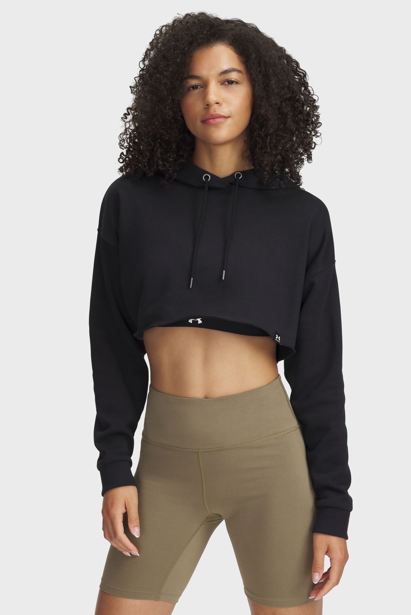 Жіноче чорне худі UA Icon Terry Crop Hoodie 1