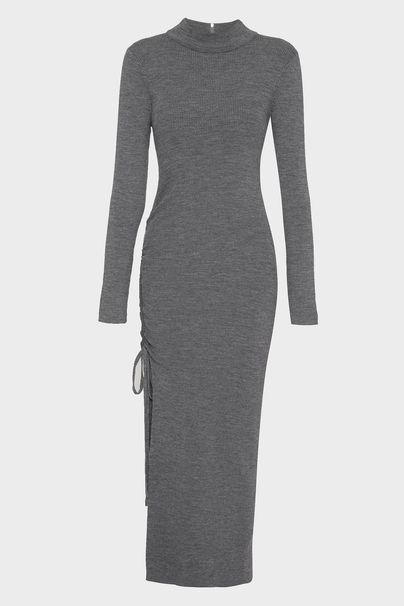 Женское серое шерстяное платье MERINO RUCHED MIDI DRESS 1