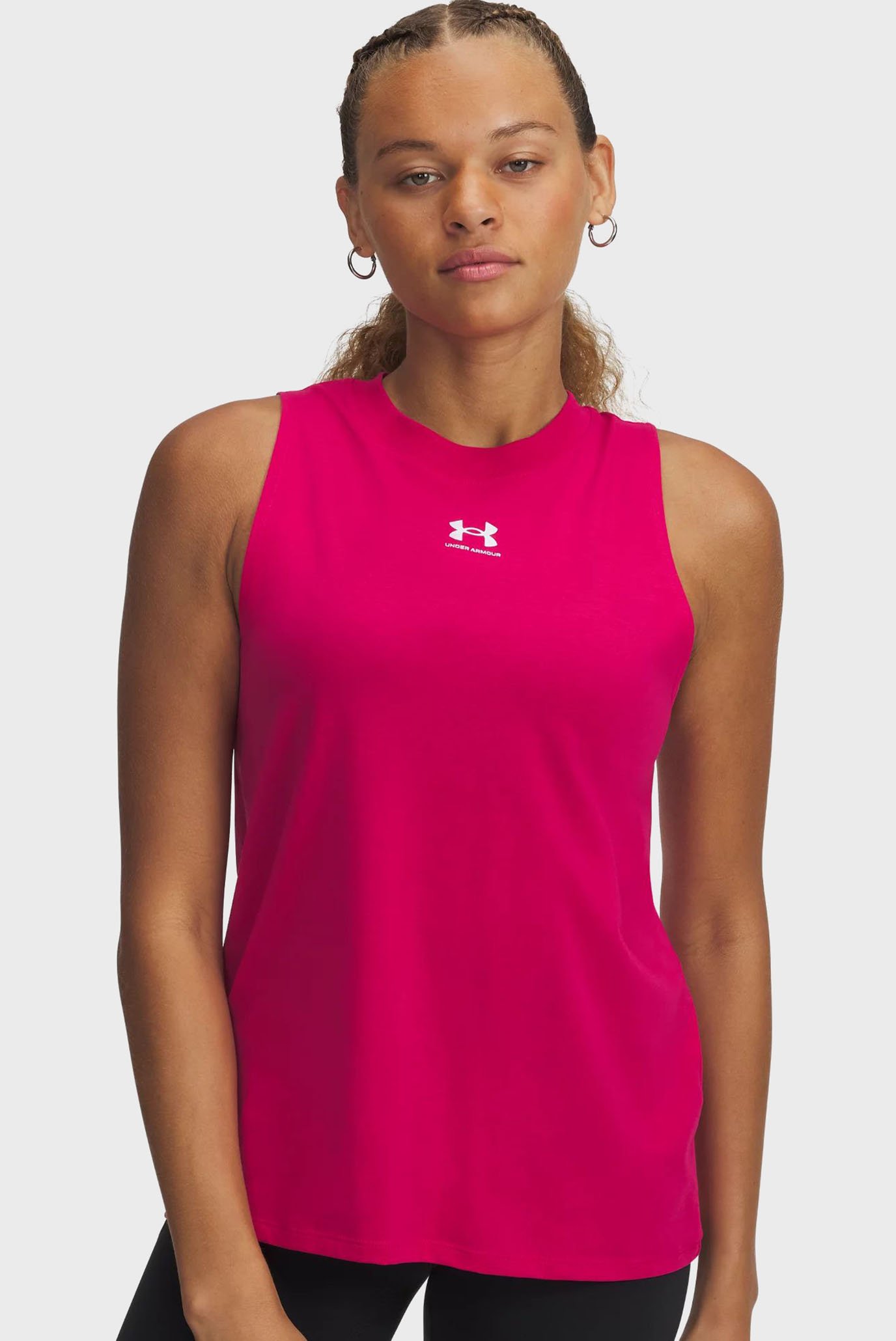Женская малиновая майка UA Rival Muscle Tank Малиновый S Under Armour 1383659-681 Женская малиновая майка UA Rival Muscle Tank Малиновый S Under Armour 1383659-681