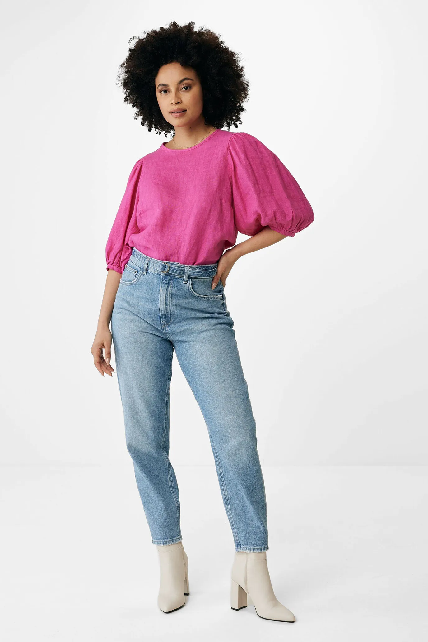 Жіноча малинова лляна блуза 2