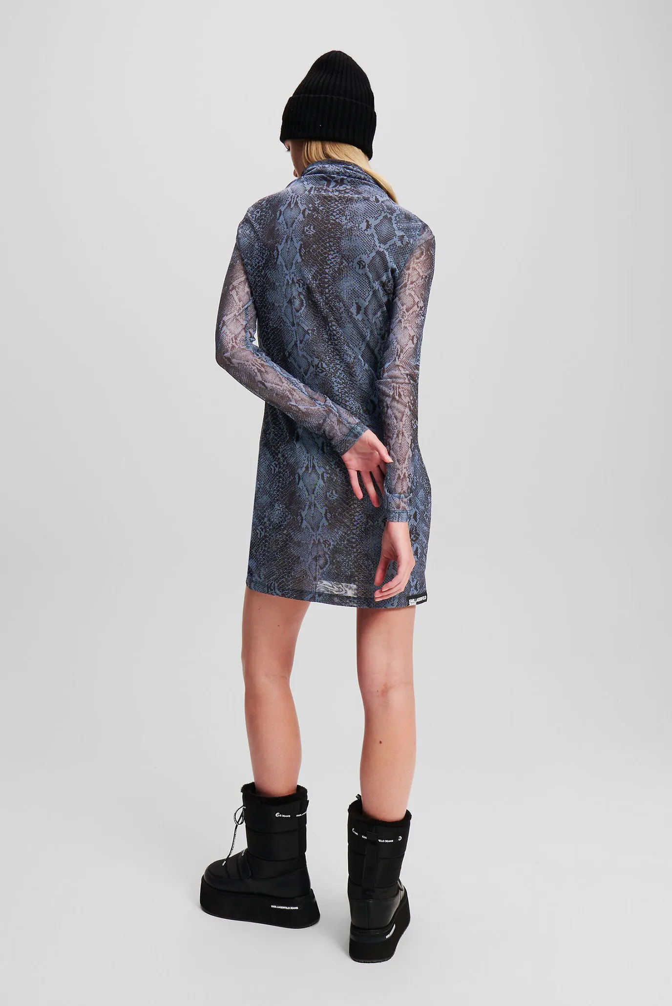 Женское синее платье с узором klj mesh reptile 2