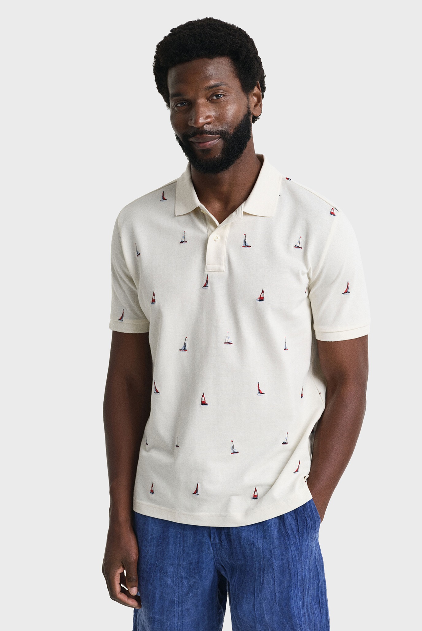 Мужское белое поло с узором EMBROIDERED GRAPHIC Белый XXL Gant 2014046 Мужское белое поло с узором EMBROIDERED GRAPHIC Белый XXL Gant 2014046