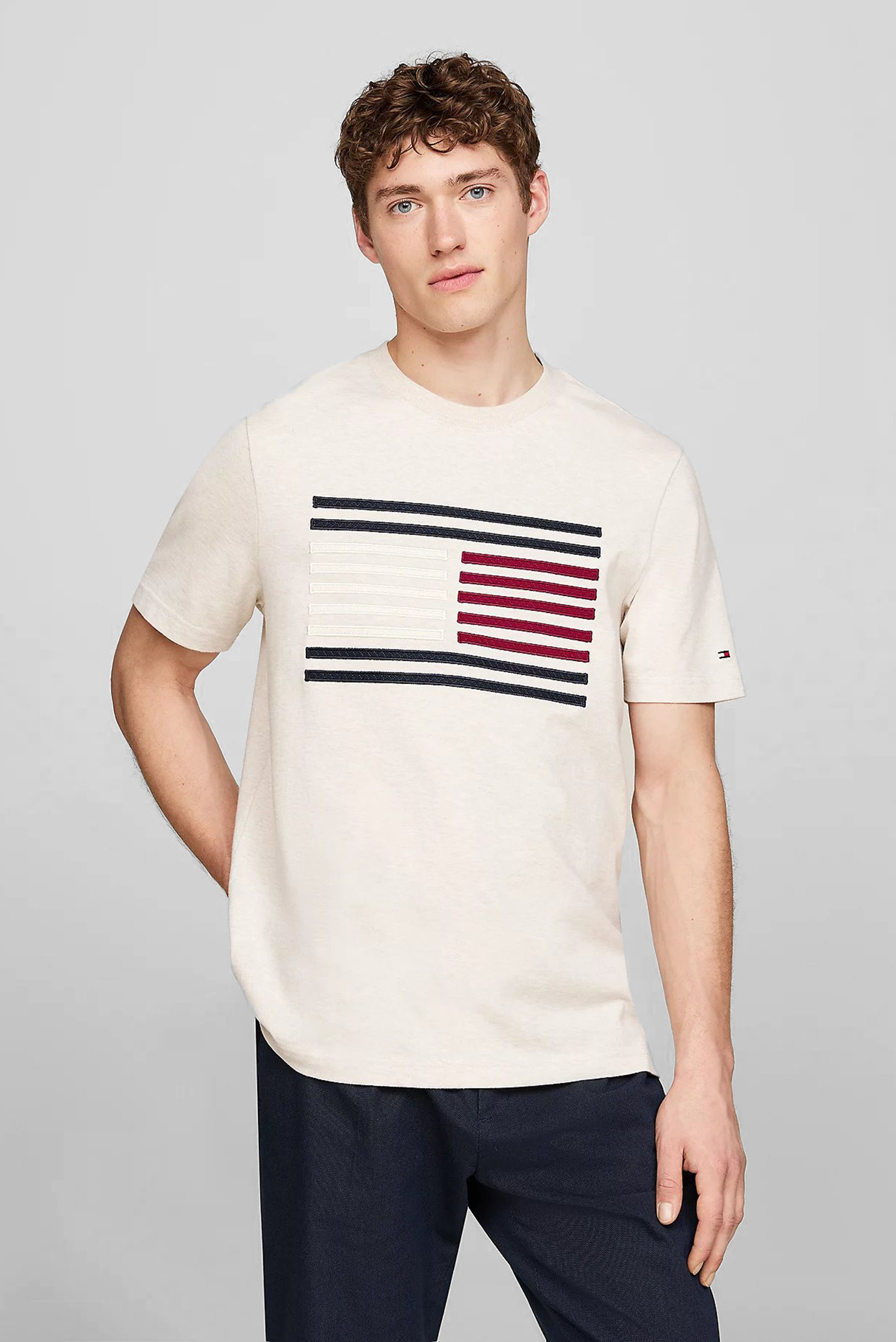 Мужская бежевая футболка GROSSGRAIN FLAG TEE 1