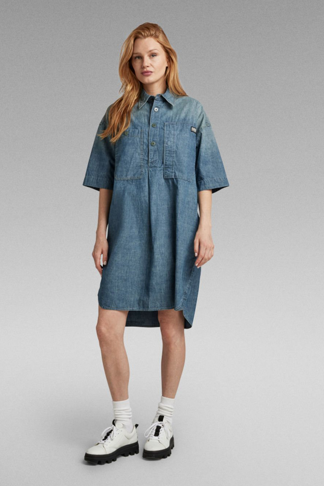 Женское синее джинсовое платье Denim Shirt Dress 1