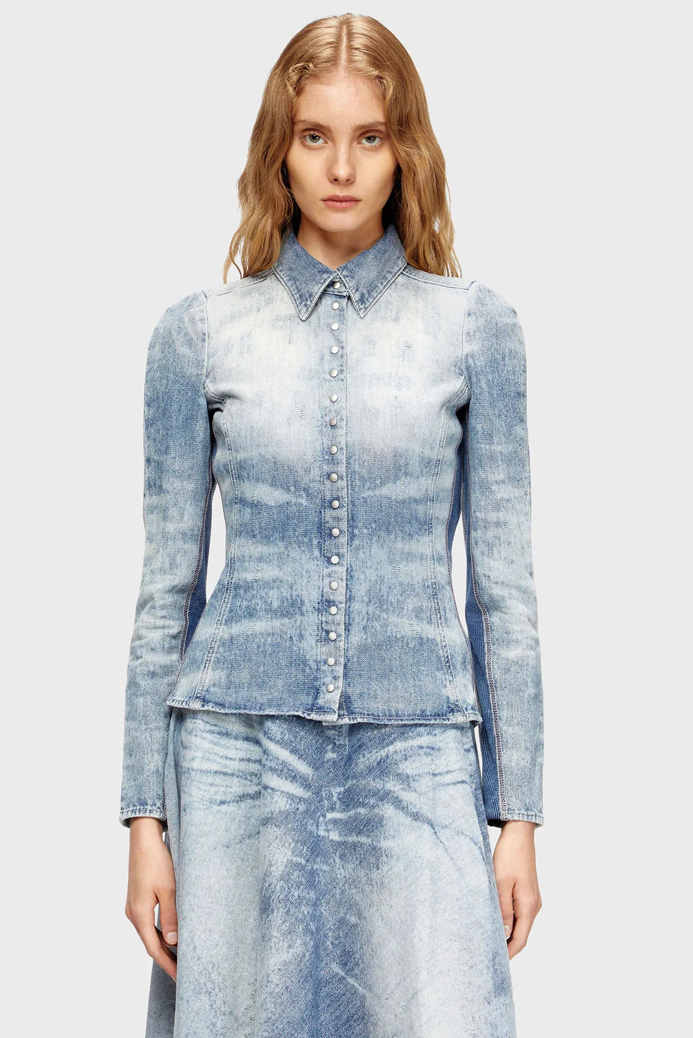 Женская голубая джинсовая рубашка CAMICIA 1