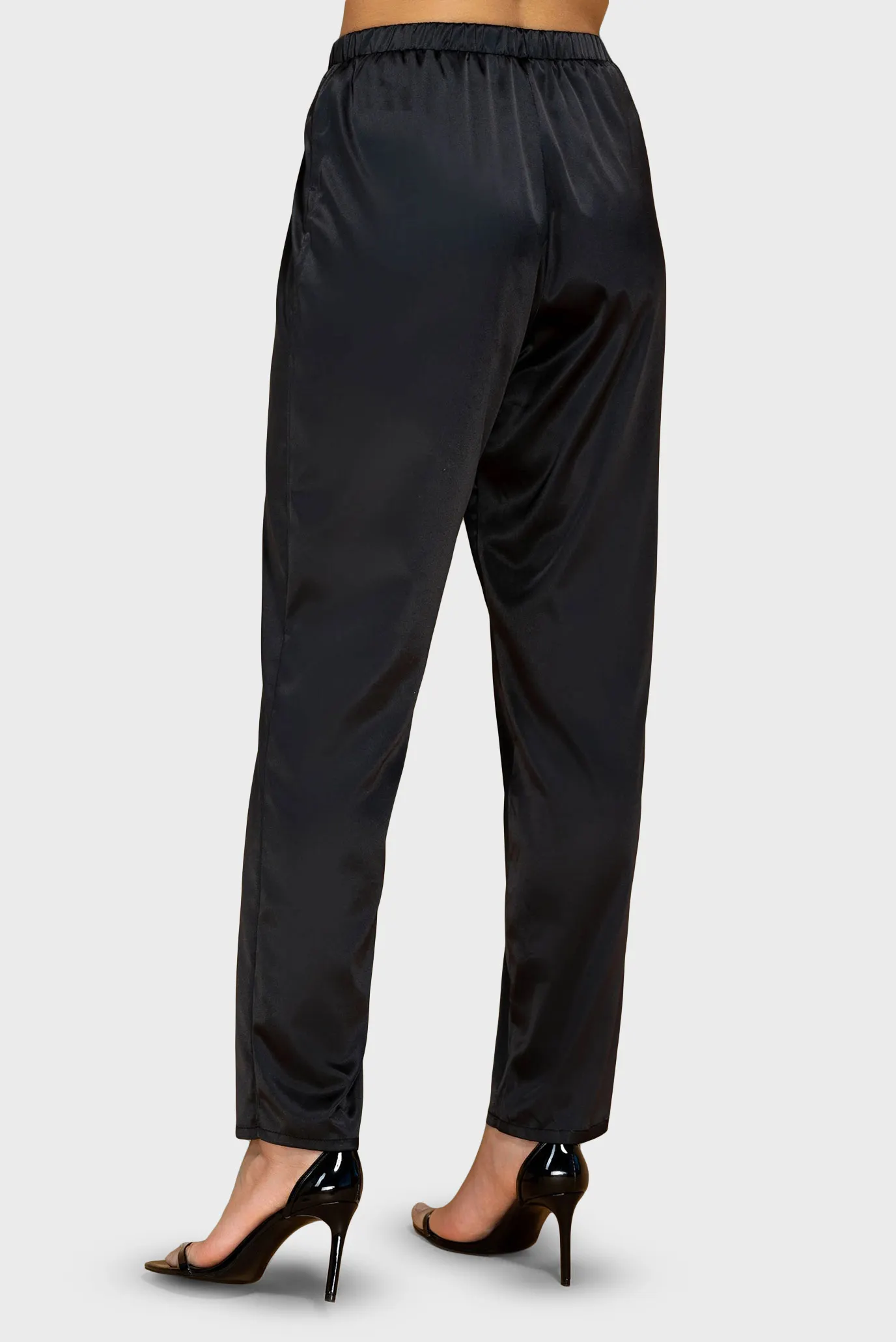 Женская черная пижама (топ, брюки) 4