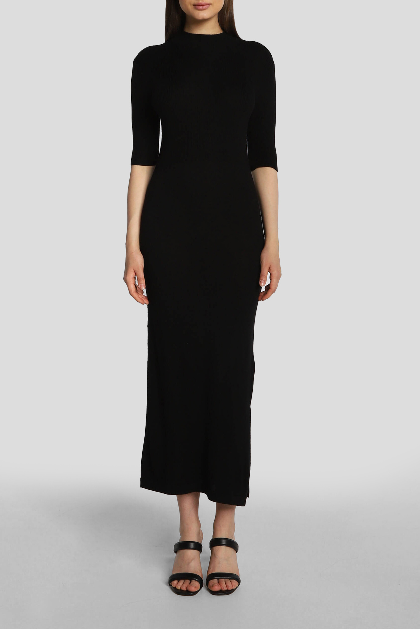 Женское черное шерстяное платье 1