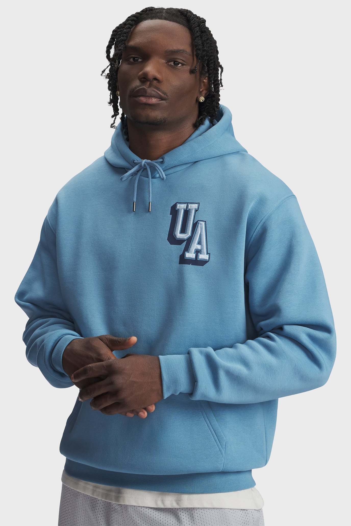 Мужское голубое худи UA Icon Flc Graphic Top Голубой XL Under Armour 6007591-418 Мужское голубое худи UA Icon Flc Graphic Top Голубой XL Under Armour 6007591-418
