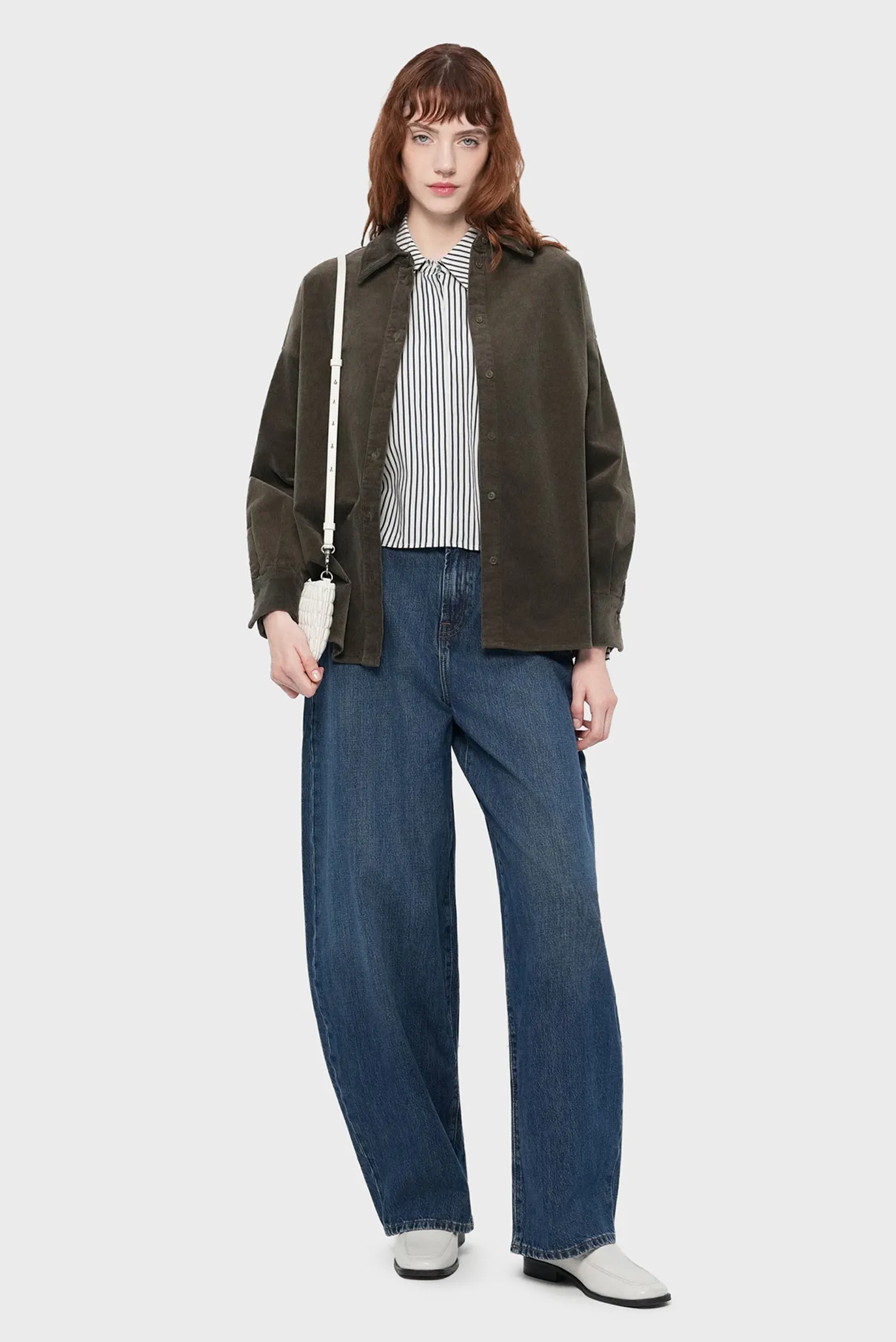 Женская темно-зеленая вельветовая рубашка LYNDARA 2