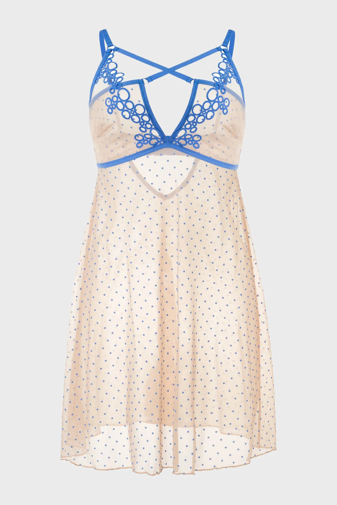 Женская бежевая ночная рубашка в горошек 4