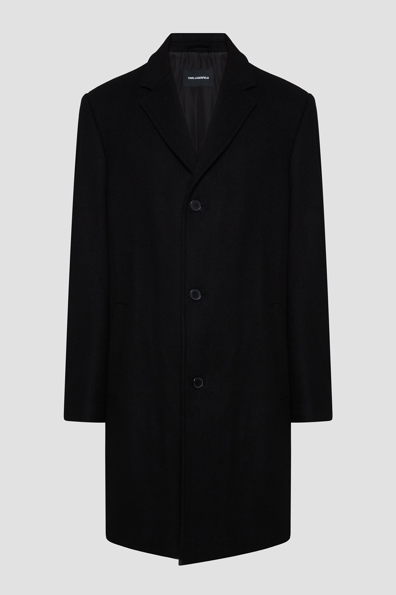 Мужское черное шерстяное пальто Черный 52 Karl Lagerfeld 553799.455010;990 Мужское черное шерстяное пальто Черный 52 Karl Lagerfeld 553799.455010;990