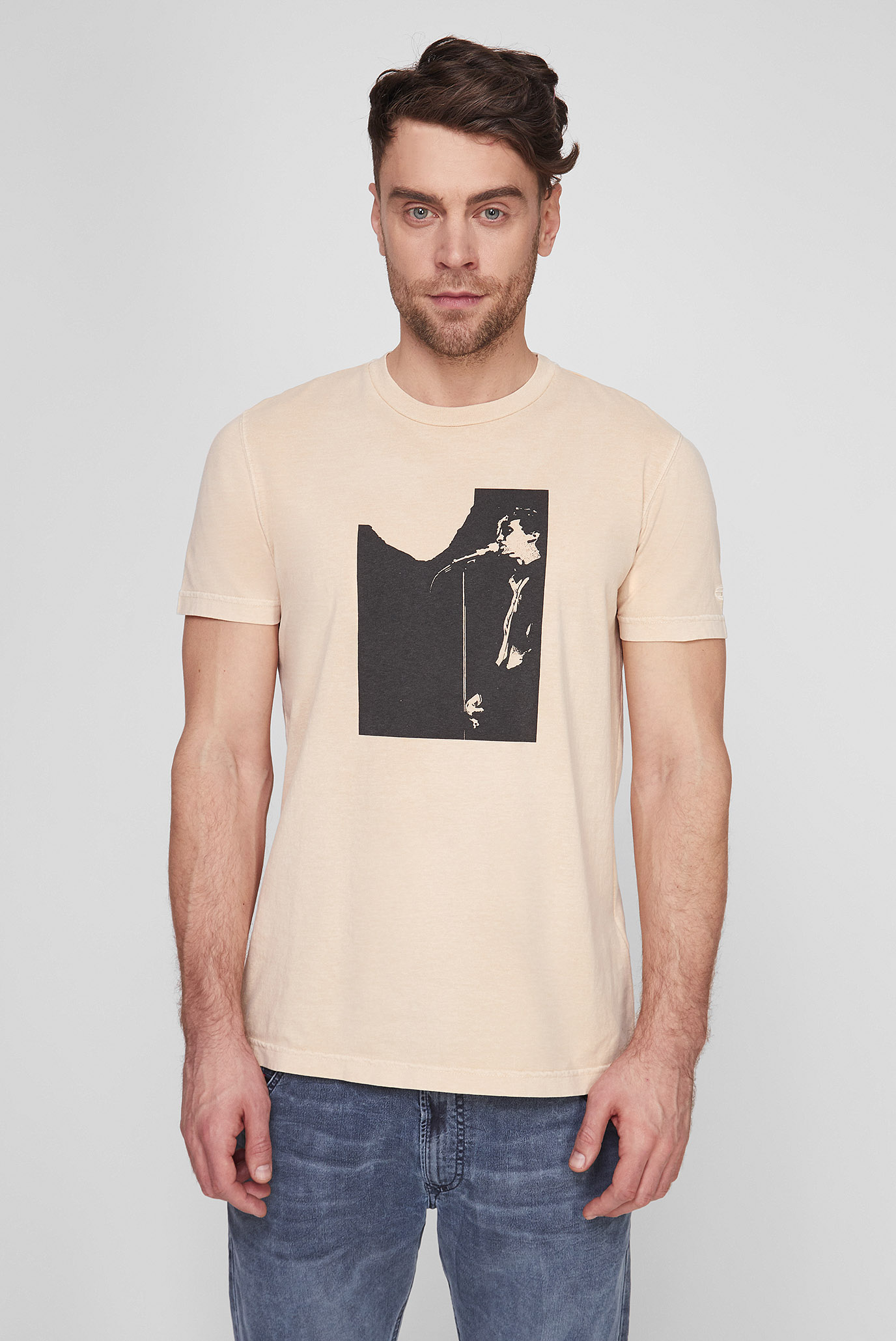 Мужская бежевая футболка T-DIEGOR-C2 Diesel A03798 0TDAM — MD-Fashion
