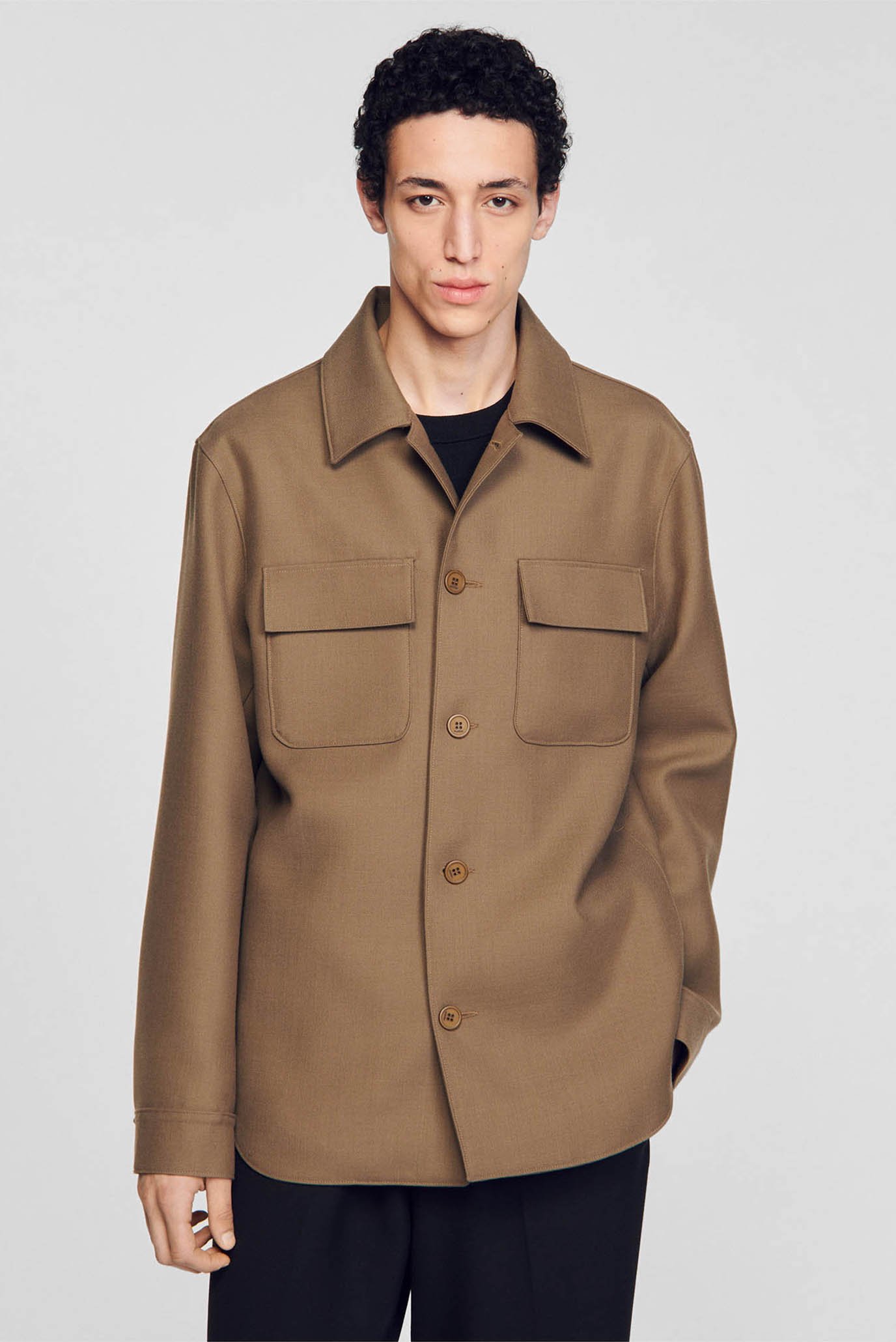 Мужская коричневая рубашка-пальто 1
