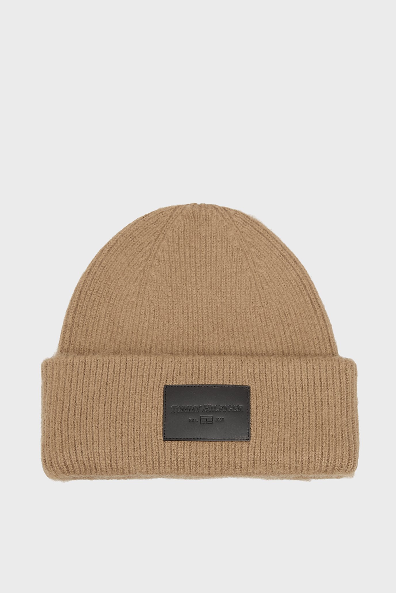 Мужская бежевая шерстяная шапка LEATHER PATCH Бежевый ONESIZE Tommy Hilfiger AM0AM13590