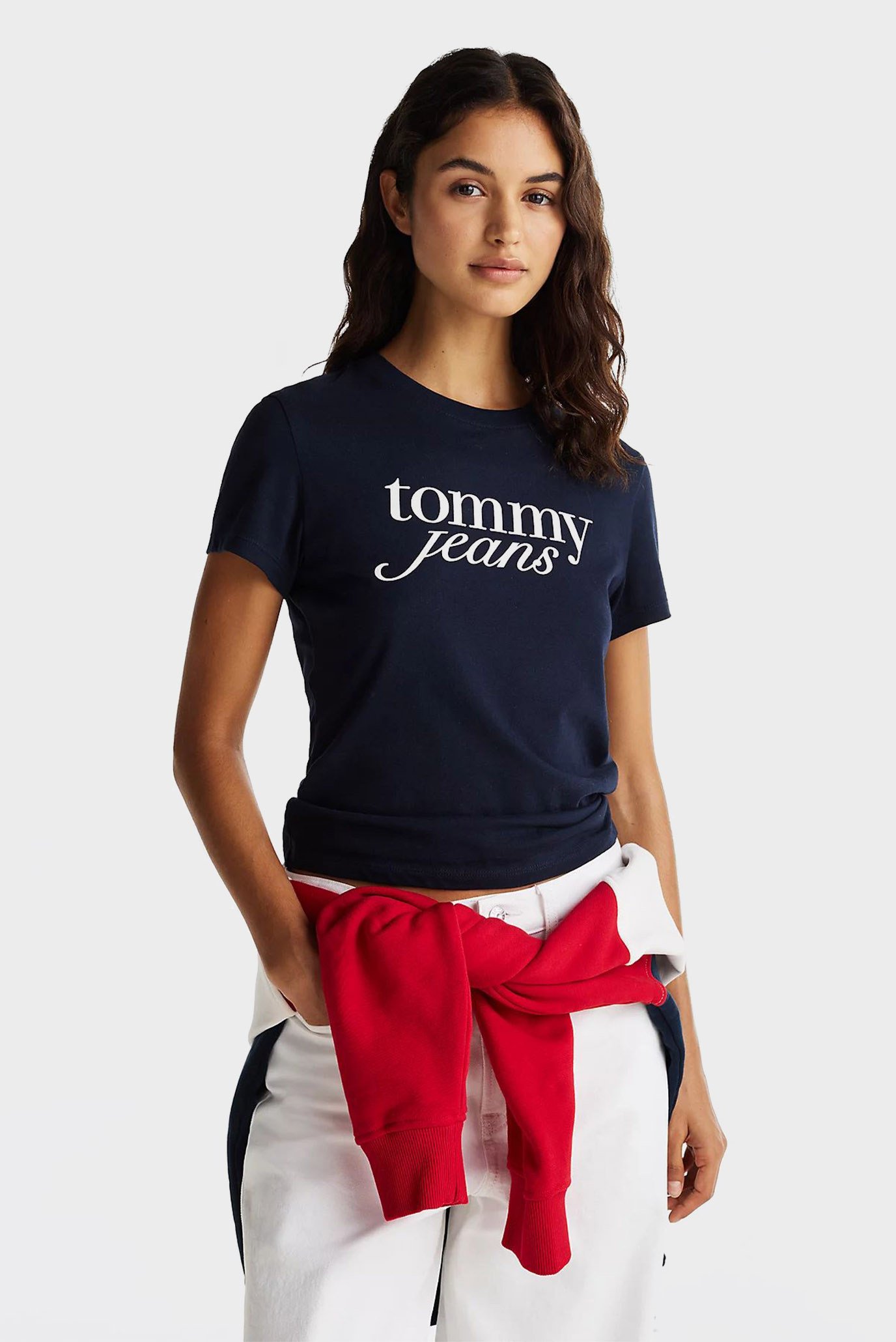 Женская темно-синяя футболка TJW SLIM ESSENTIAL LOGO TEE EXT 1