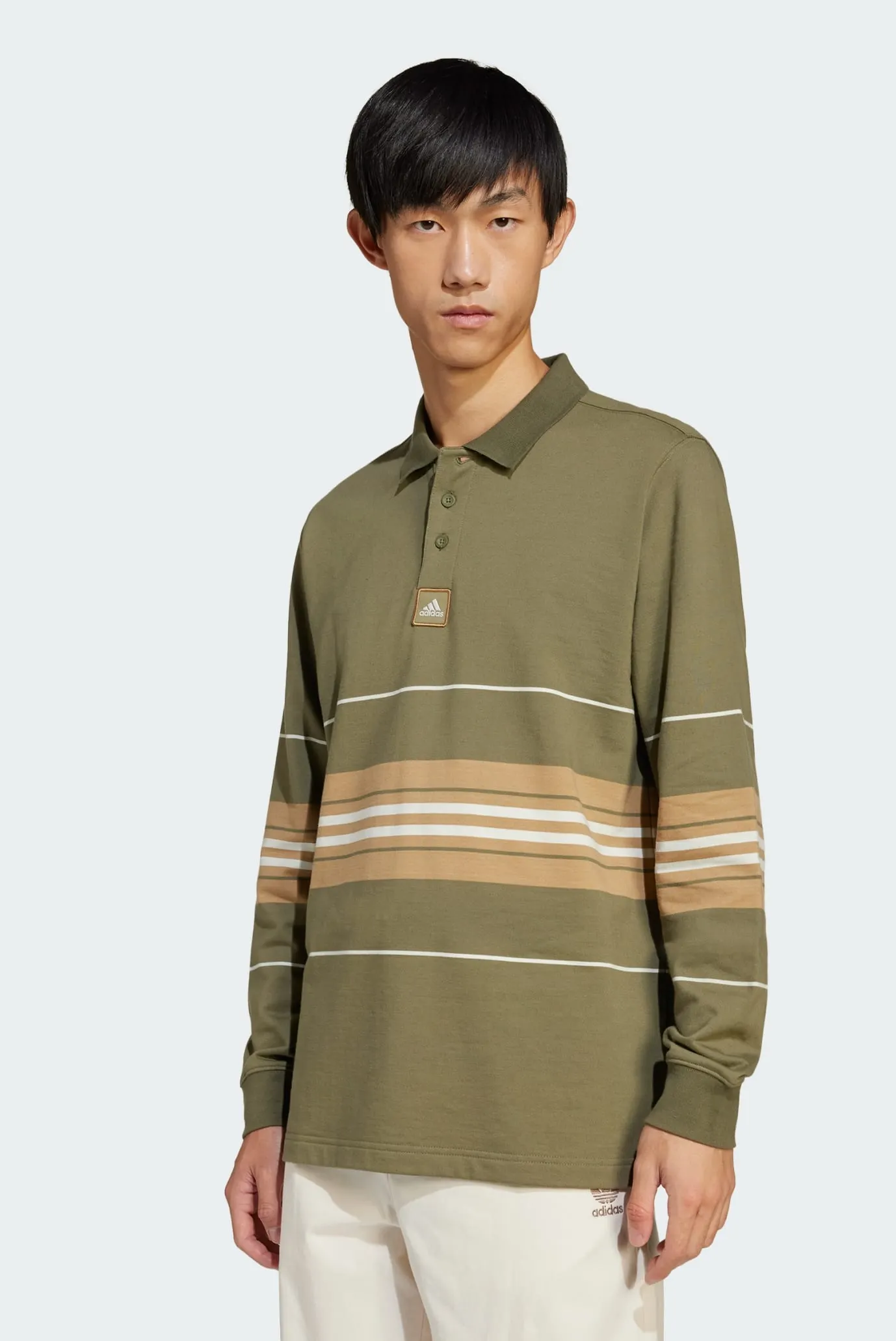 Мужское оливковое поло в полоску Striped Polo 1