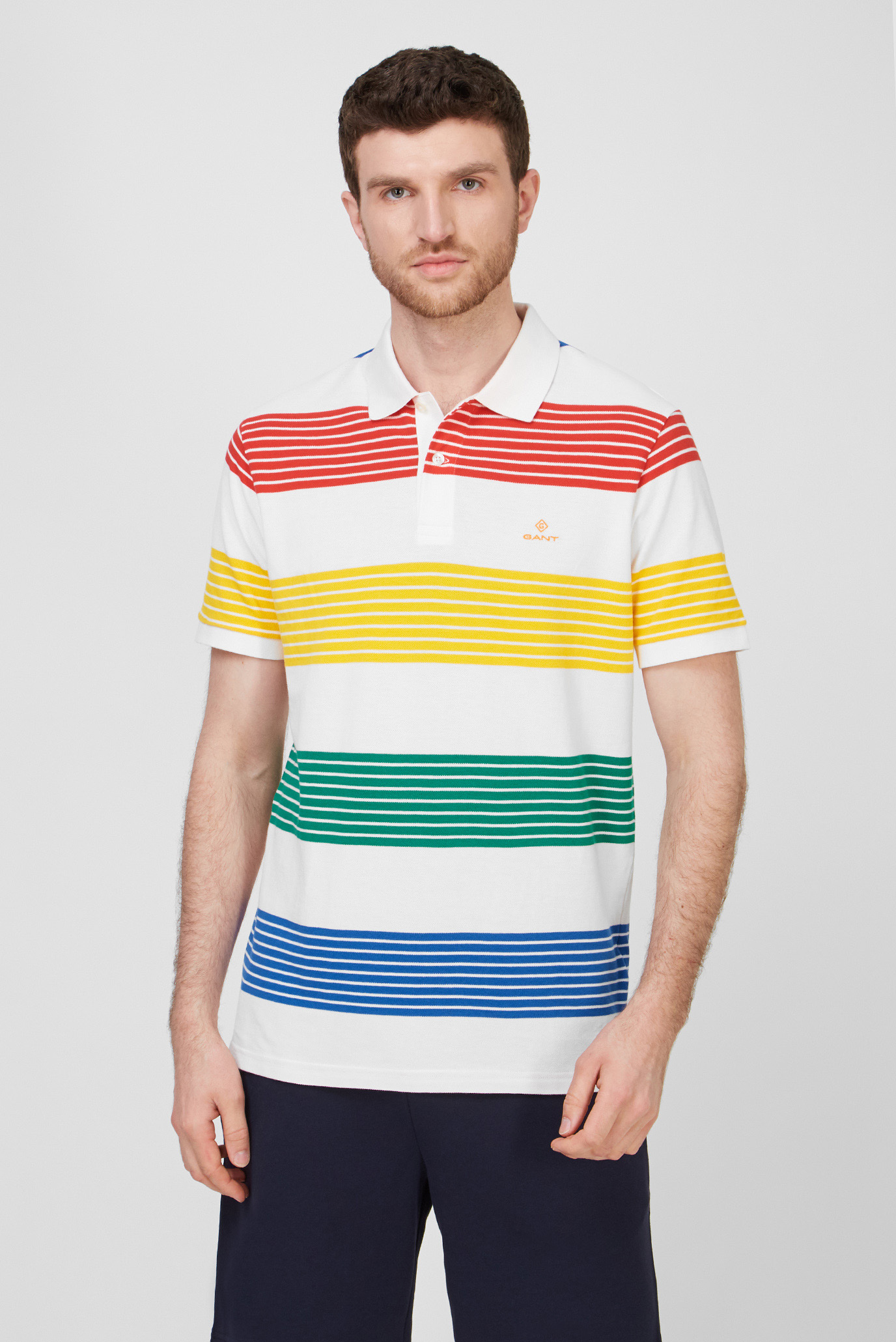 Мужское поло в полоску MULTISTRIPE PIQUE Белый S Gant 2052055 Мужское поло в полоску MULTISTRIPE PIQUE Белый S Gant 2052055