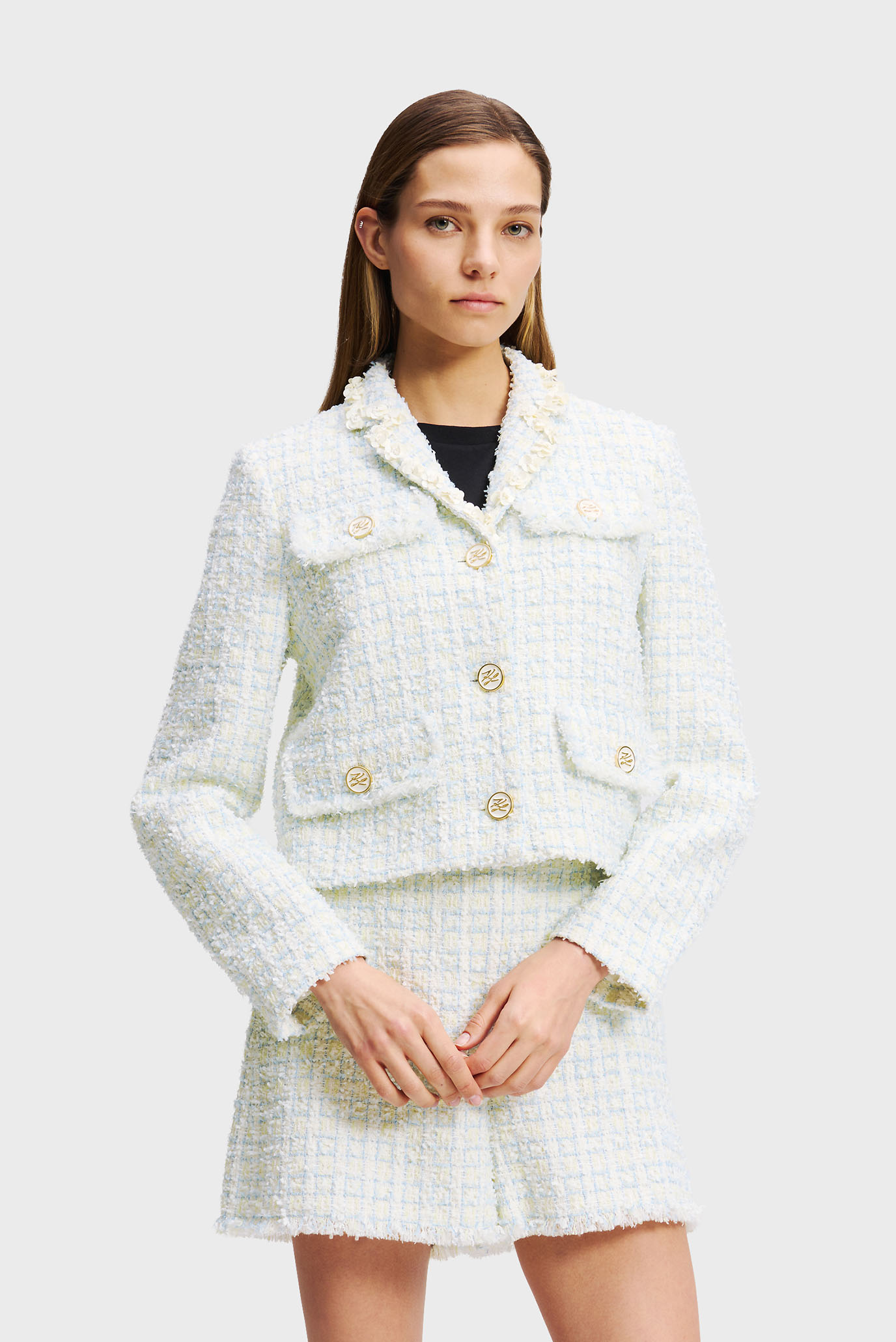 Женский мятный твидовый жакет BOUCLE JACKET Ментоловый 40 Karl Lagerfeld A2W14024 Женский мятный твидовый жакет BOUCLE JACKET Ментоловый 40 Karl Lagerfeld A2W14024