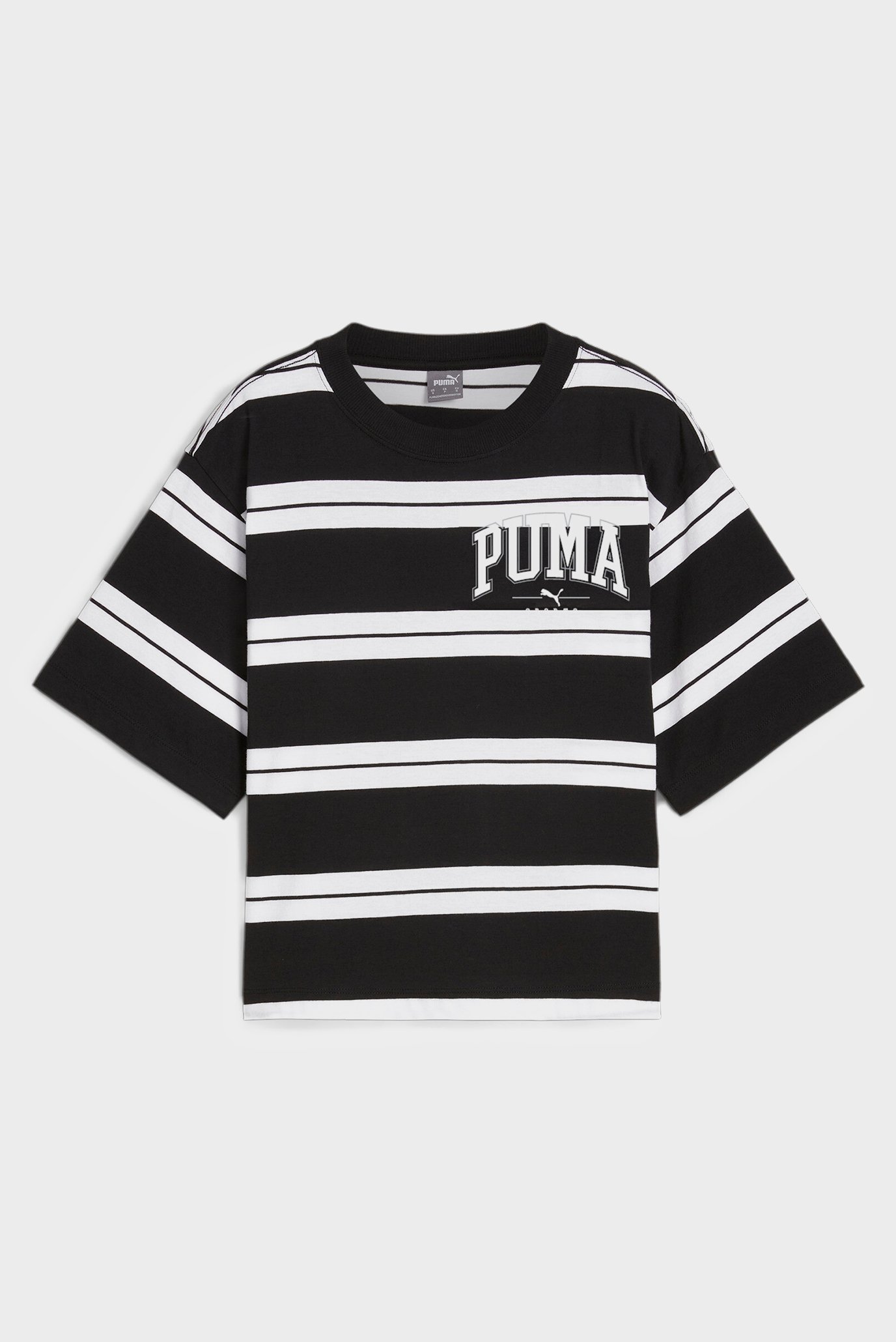 Женская черная футболка в полоску PUMA SQUAD Striped Tee Women 1