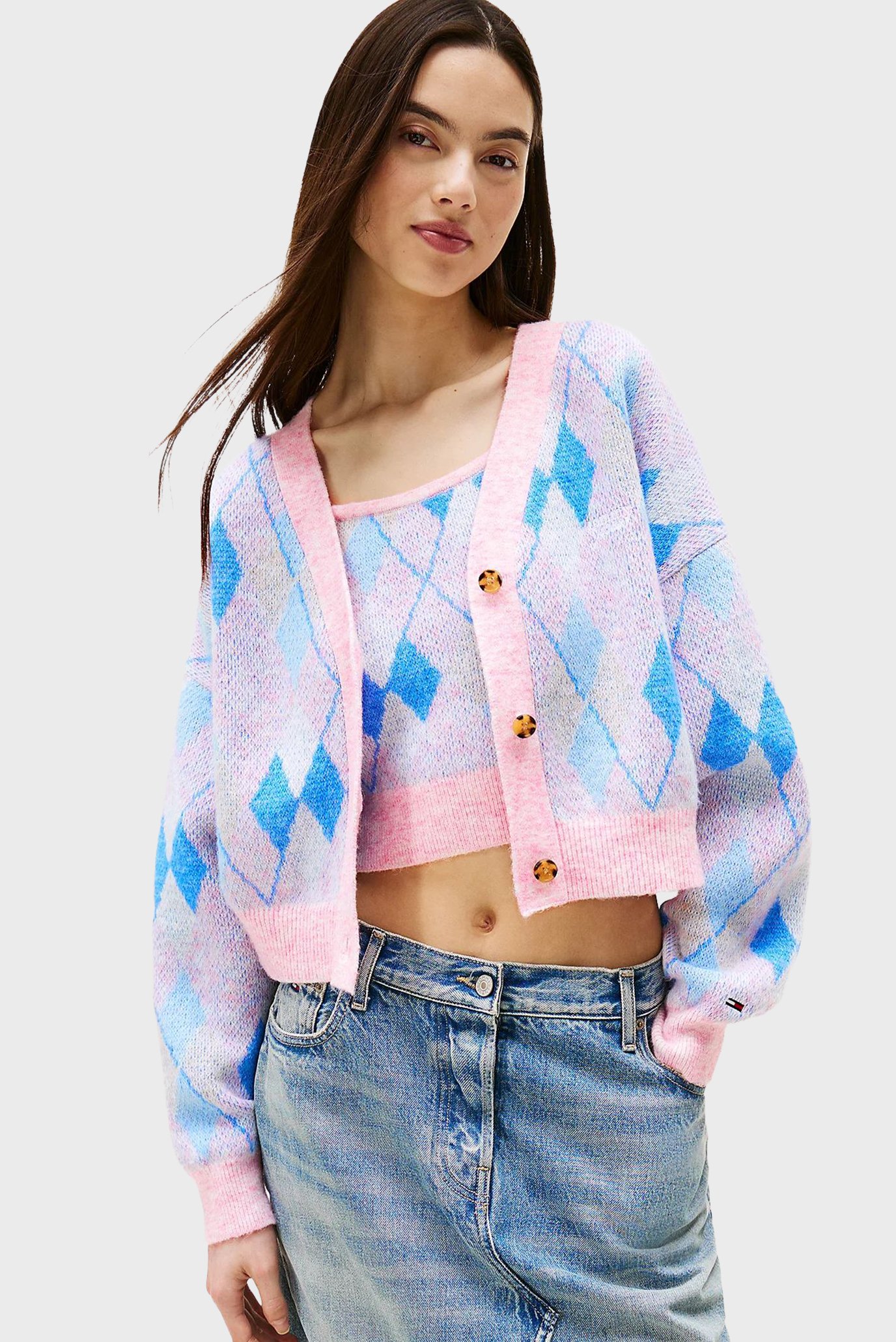 Женский розовый кардиган с узором CROP ARGYLE Розовый XS Tommy Jeans DW0DW21180 Женский розовый кардиган с узором CROP ARGYLE Розовый XS Tommy Jeans DW0DW21180