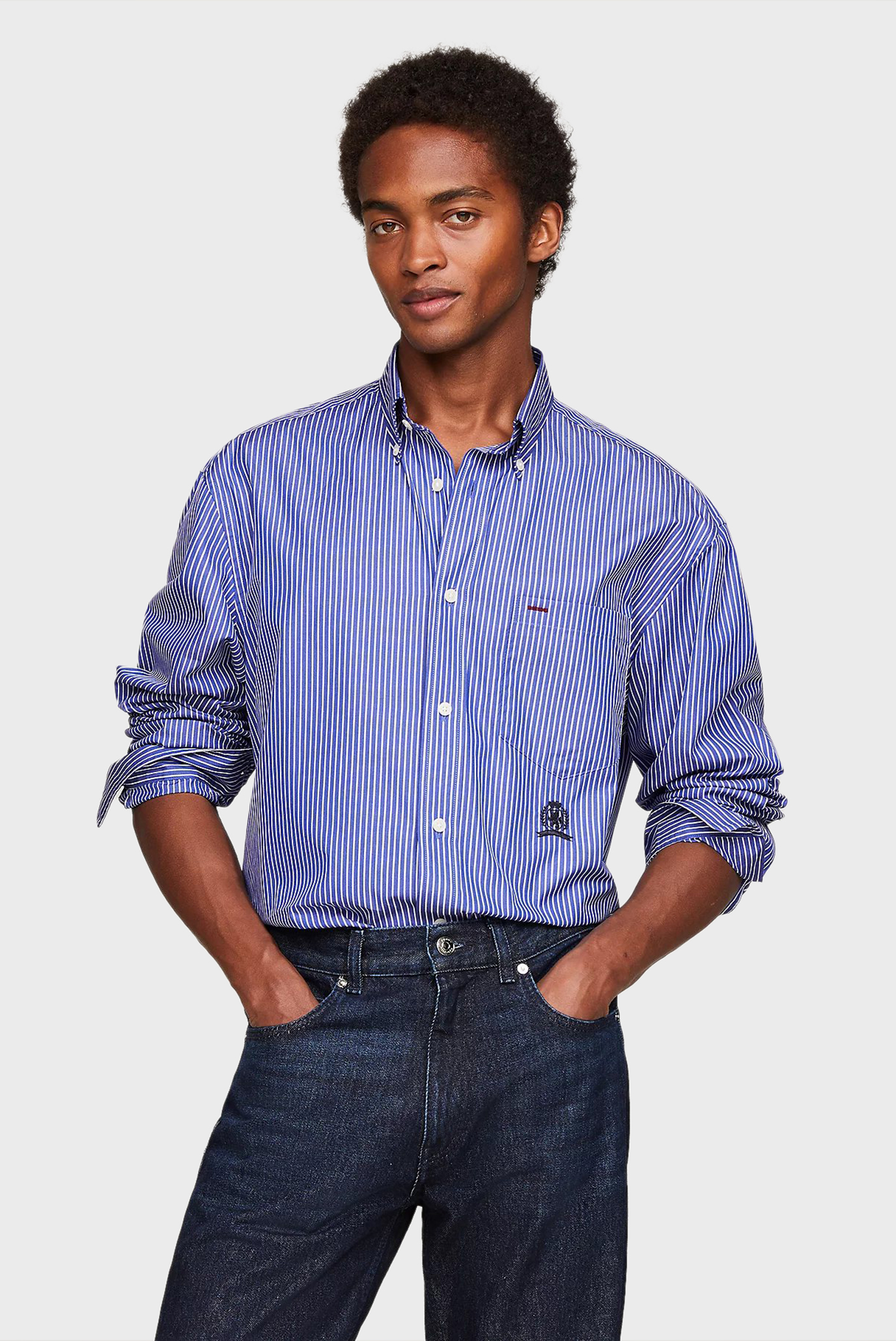 Мужская синяя рубашка в полоску THC GI CC ITHACA 1