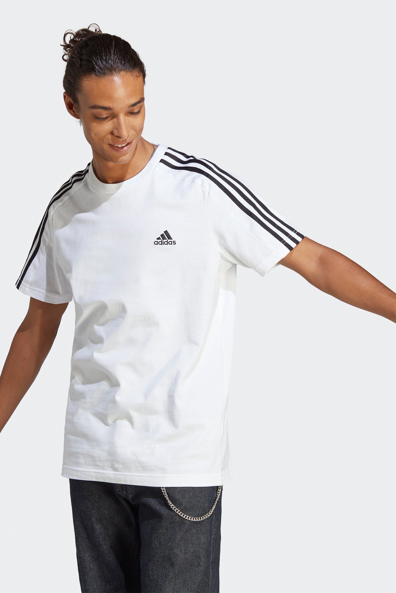 Мужская белая футболка Essentials Single Jersey 3-Stripes 1