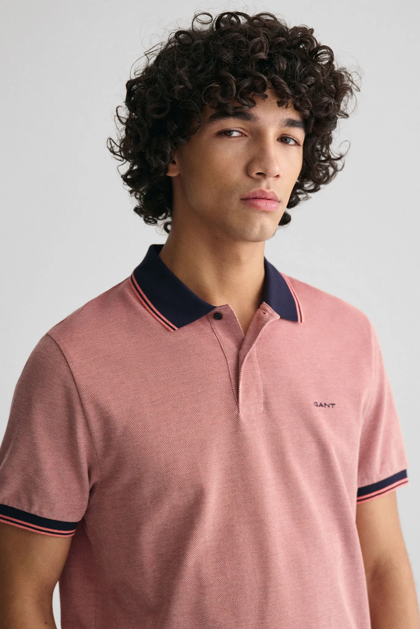 Мужское розовое поло 4-COL OXFORD SS PIQUE 4