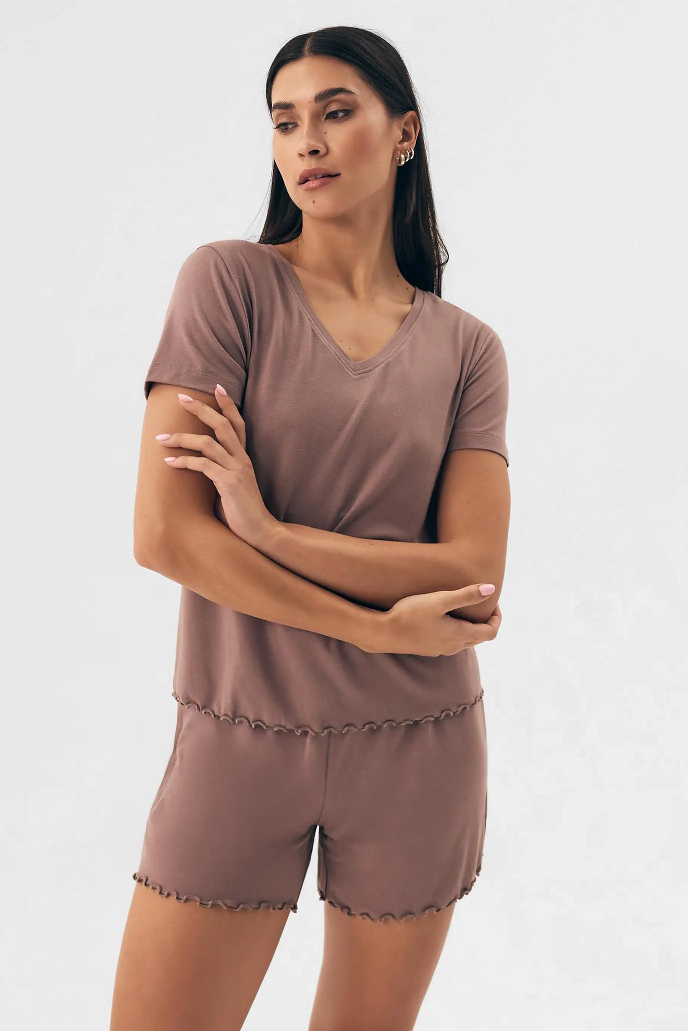 Жіноча рожева піжама (футболка, шорти) Noves 2