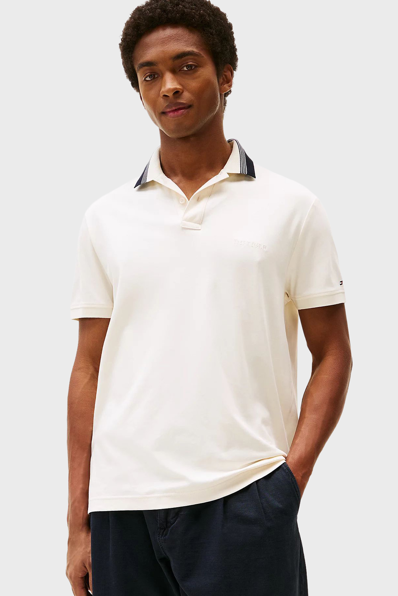 Мужское белое поло INTERLOCK COLLAR Белый M Tommy Hilfiger MW0MW38466 Мужское белое поло INTERLOCK COLLAR Белый M Tommy Hilfiger MW0MW38466
