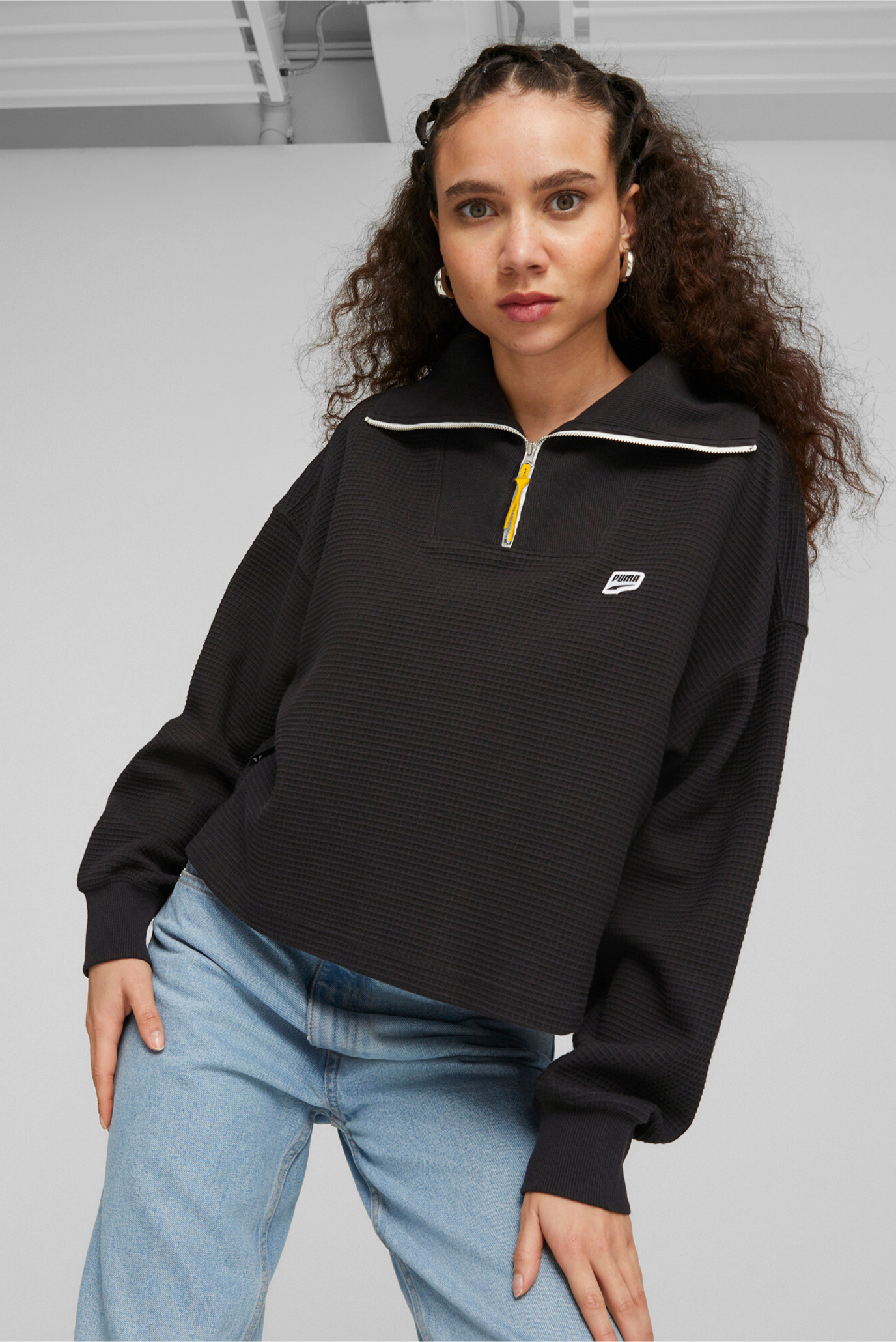 Женская черная спортивная кофта DOWNTOWN Women’s Half-Zip Sweatshirt 1