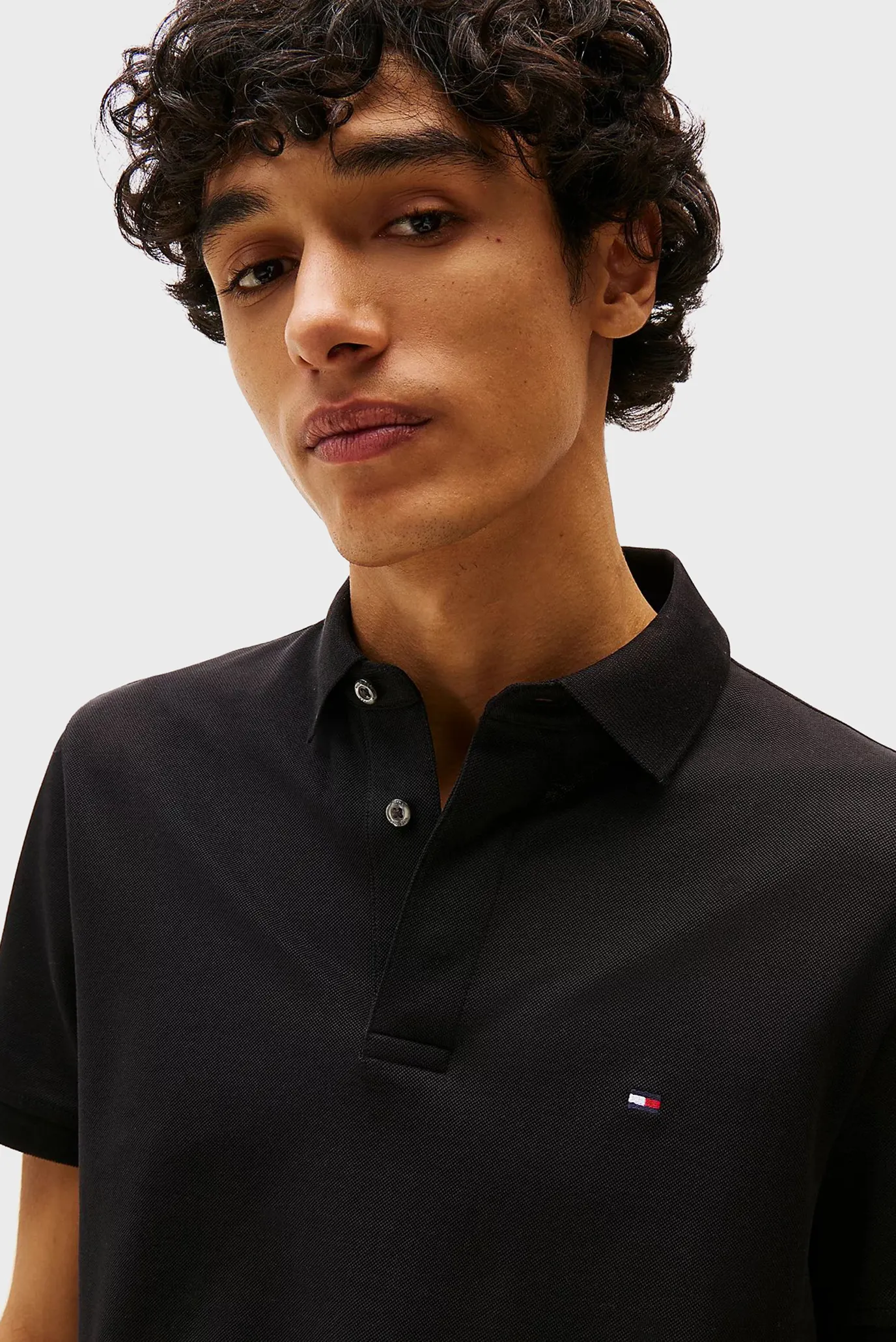 Мужское черное поло HIDDEN PLACKET REG 4