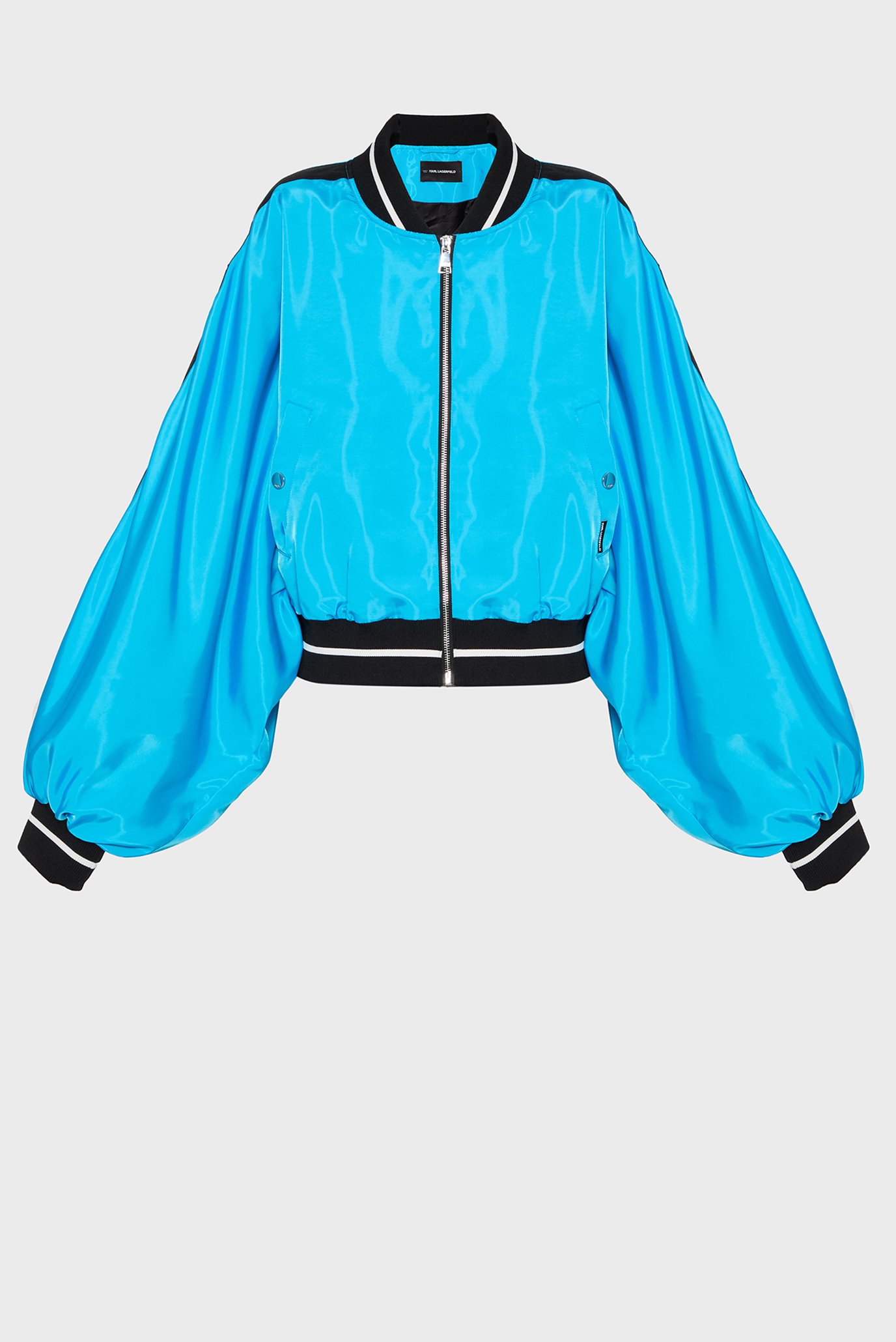 Женский голубой бомбер voluminous bomber jacket 1