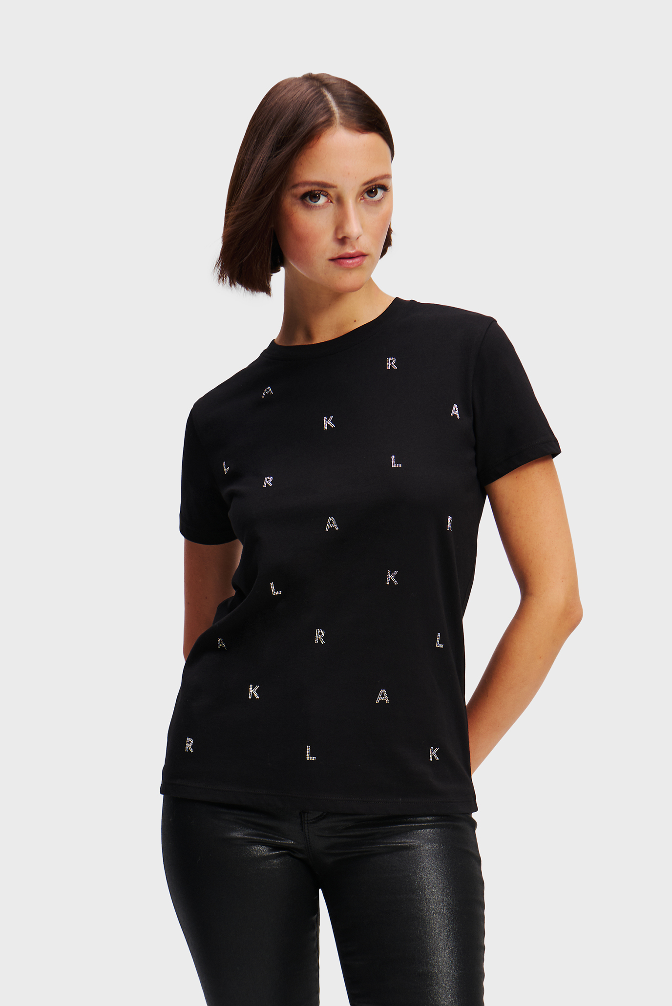 Женская черная футболка RHINESTONE Черный L Karl Lagerfeld A1W17078 Женская черная футболка RHINESTONE Черный L Karl Lagerfeld A1W17078