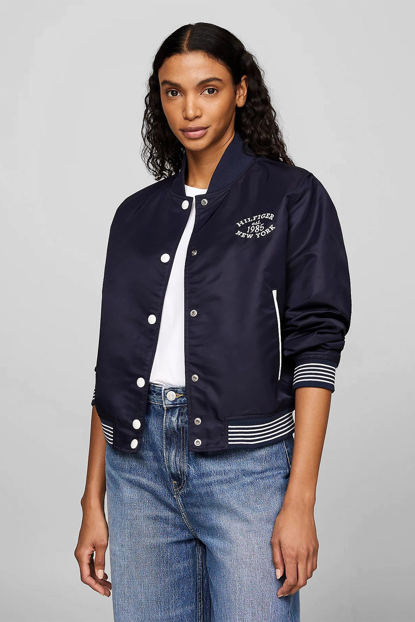 Жіночий темно-синій бомбер NON-PADDED VARSITY BOMBER JACKET 1