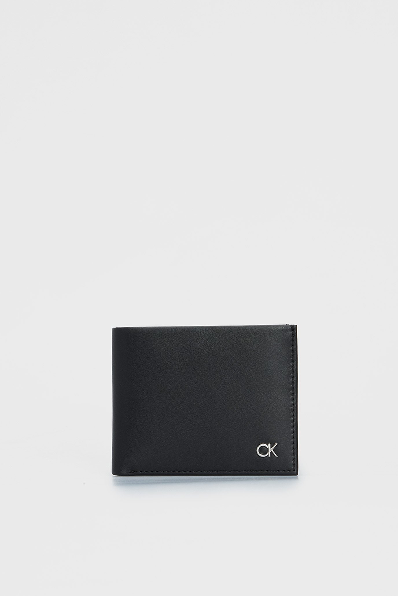 Чоловічий чорний шкіряний гаманець METAL CK BIFOLD 1