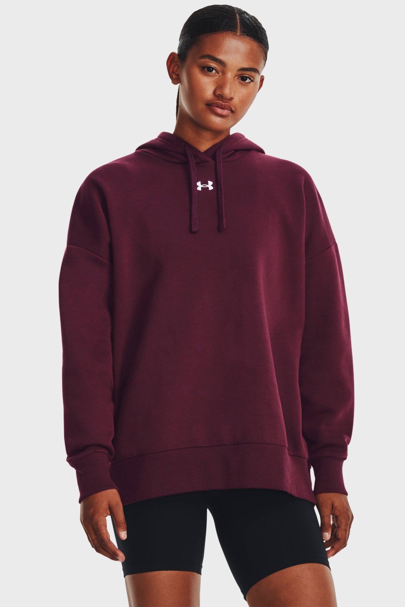 Жіноче бордове худі UA Rival Fleece OS Hoodie 1