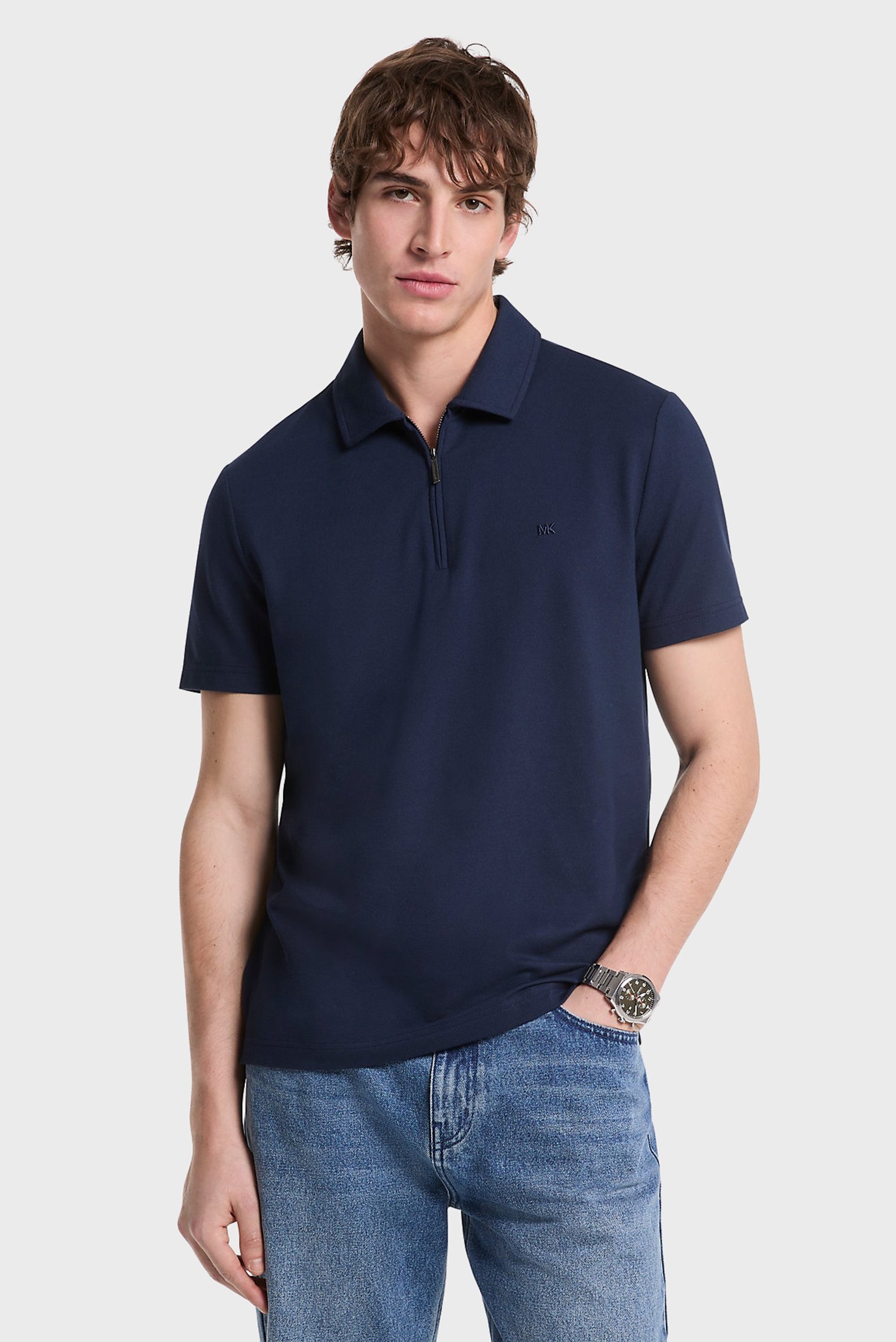 Мужское темно-синее поло SLEEK PIQUE SS ZIP POLO Синий M Michael Kors CS552HOHFK Мужское темно-синее поло SLEEK PIQUE SS ZIP POLO Синий M Michael Kors CS552HOHFK