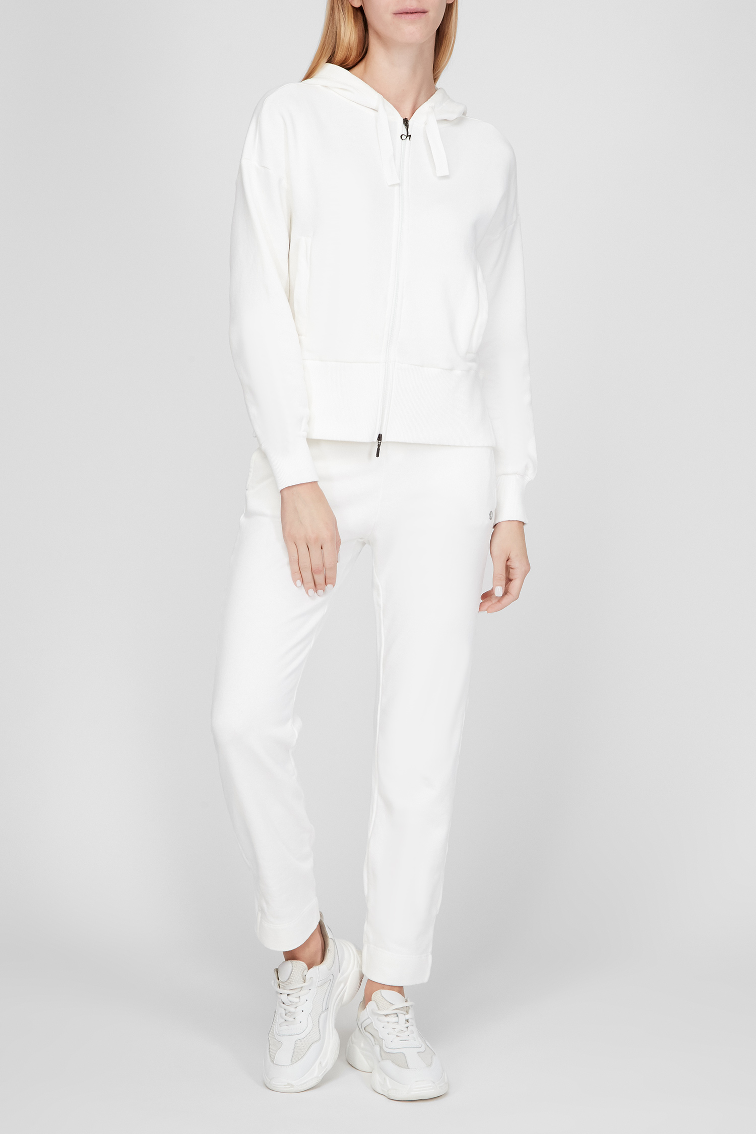 Жіночий білий спортивний костюм (худі, брюки) 1